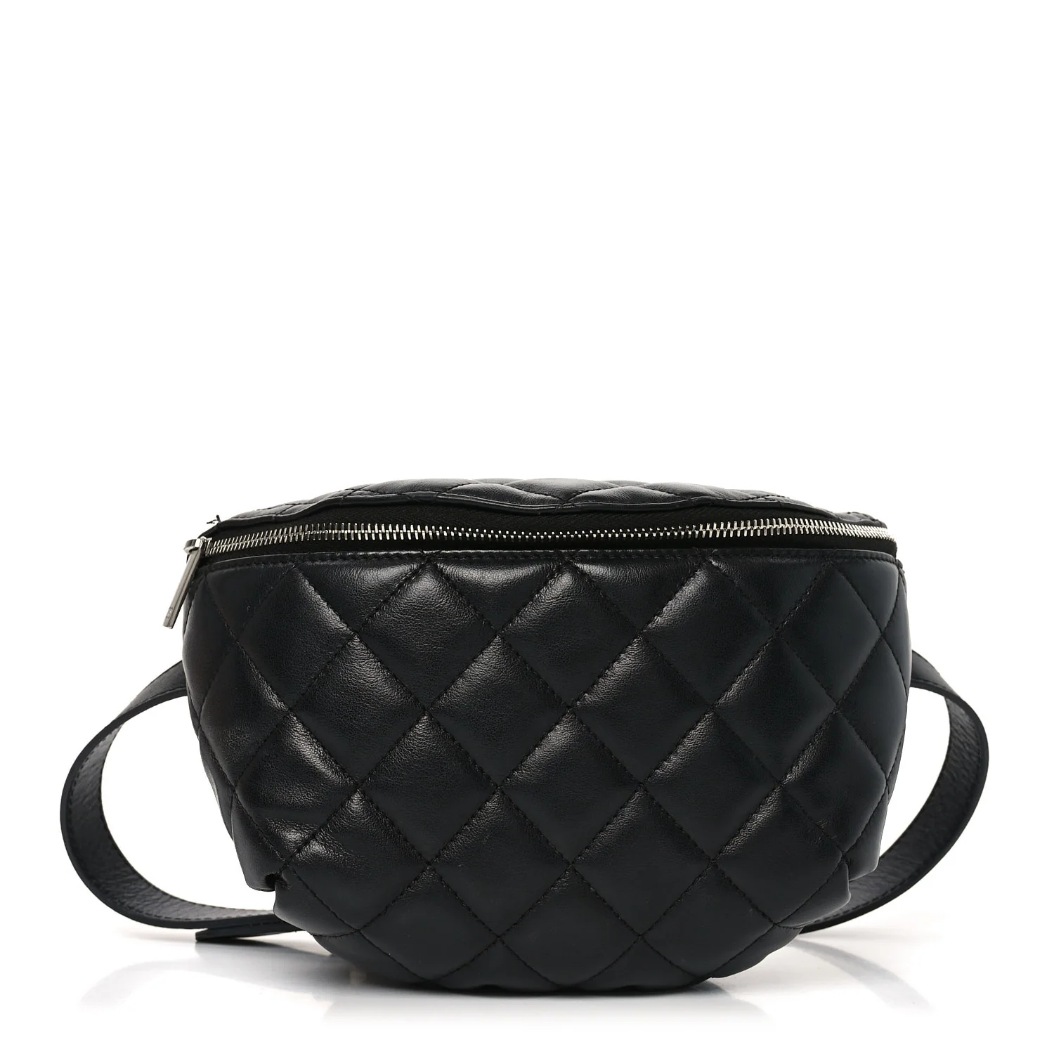 Calfskin Quilted Waist Belt Bag Black