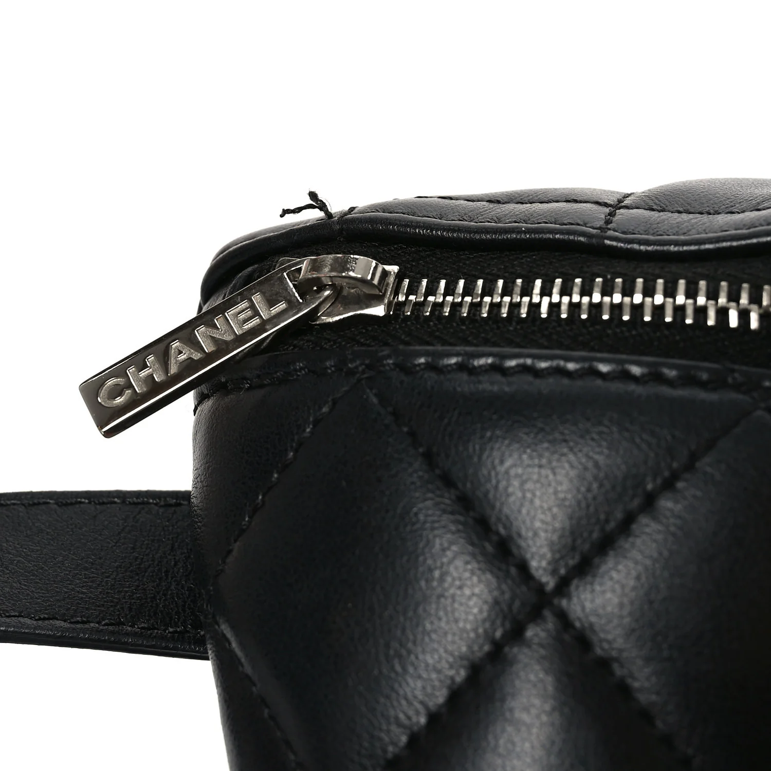 Calfskin Quilted Waist Belt Bag Black - Image 10