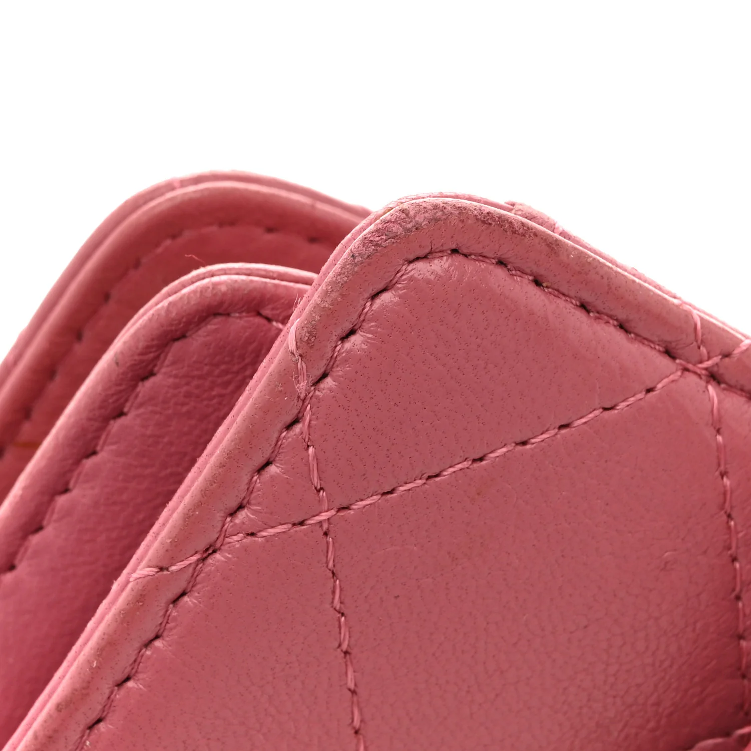 Calfskin Quilted Zip Around Bifold Wallet Pink - Image 11