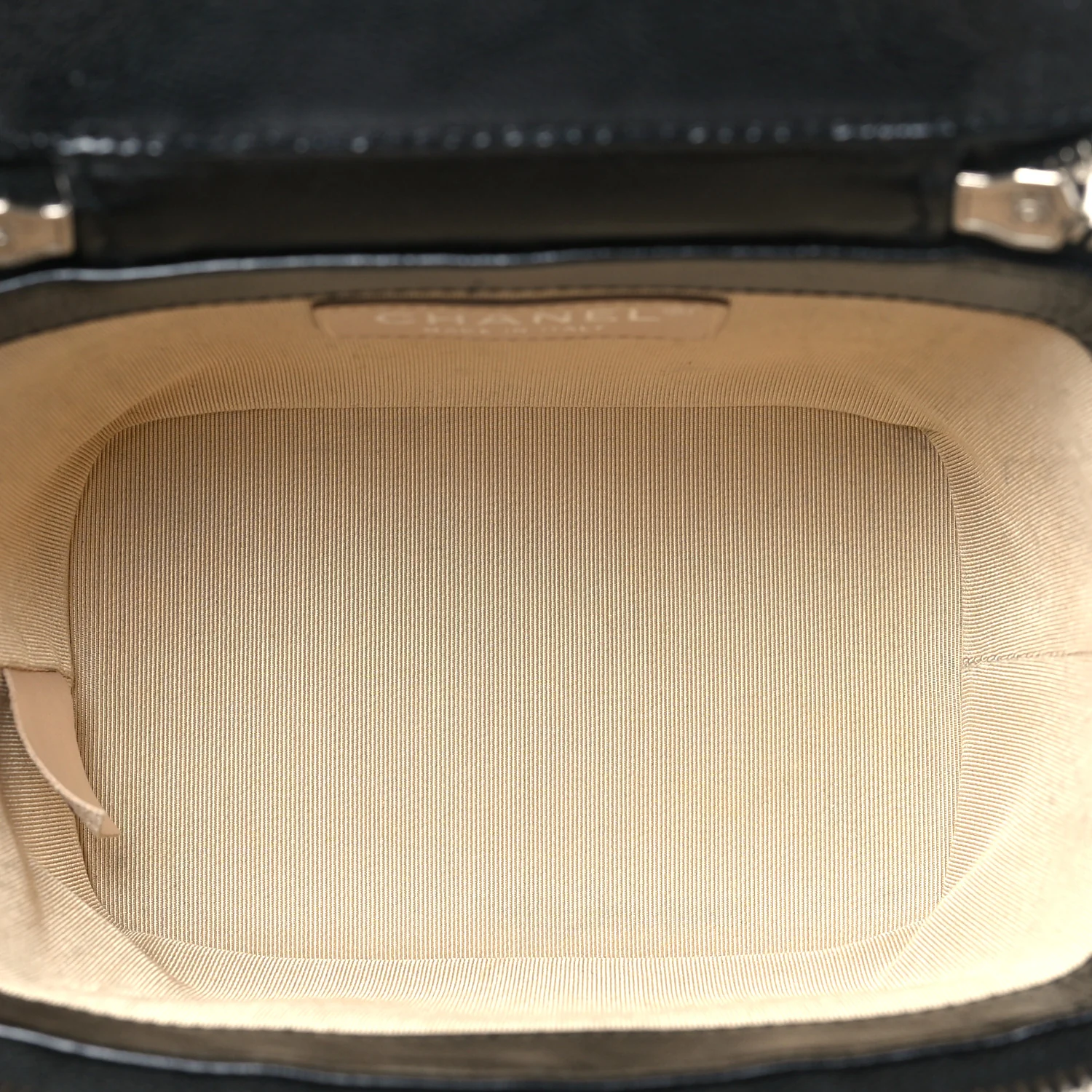 Calfskin Raffia Small Vanity Case Bag Black Beige - Image 5