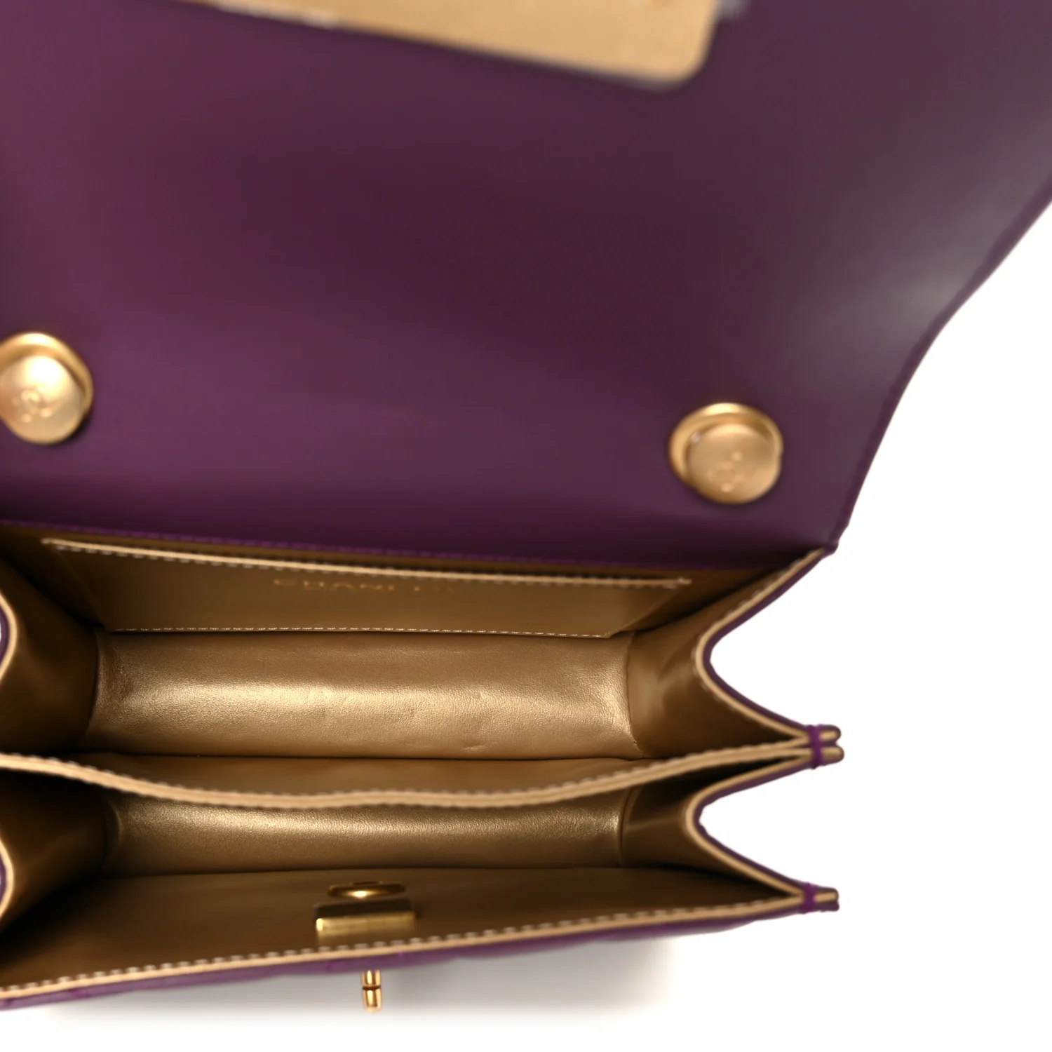 Calfskin Resin Quilted Mini Flap Purple - Image 5