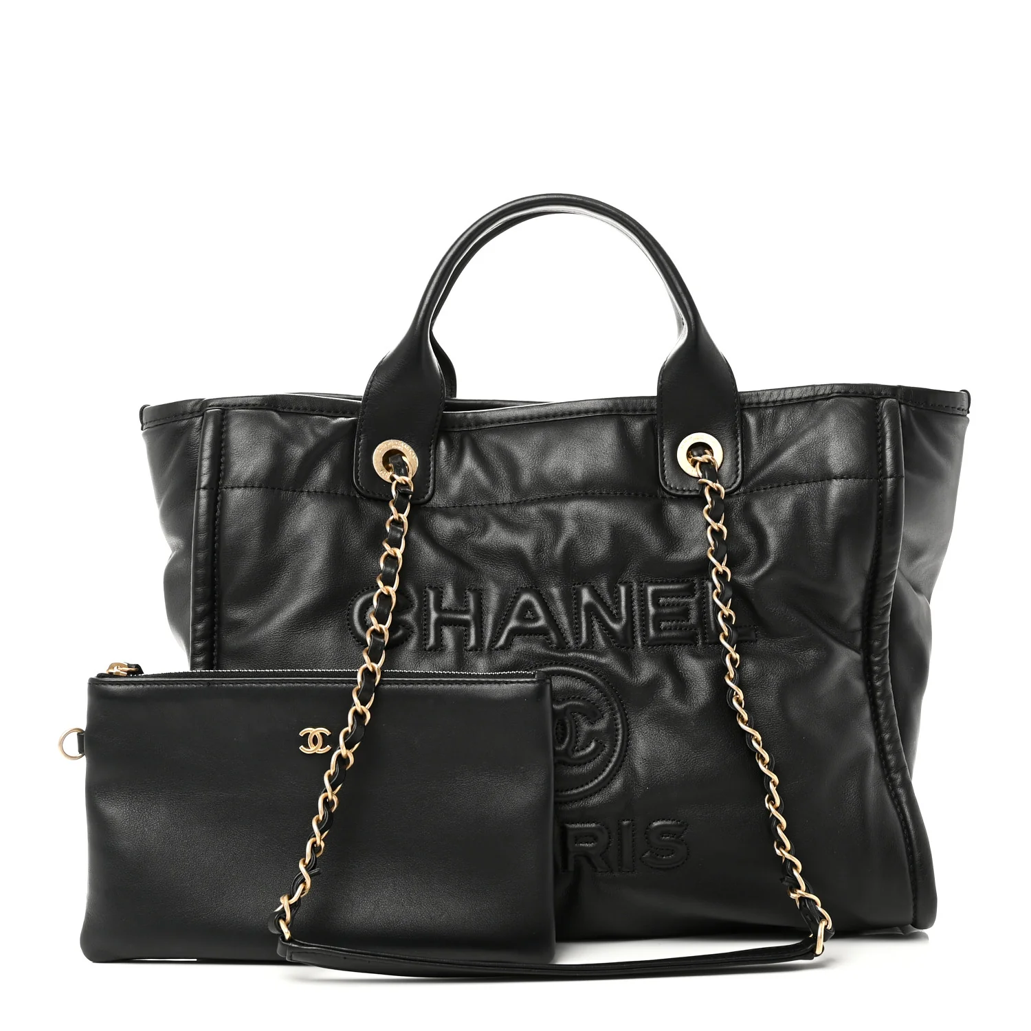 Calfskin Small Deauville Tote Black - Image 3