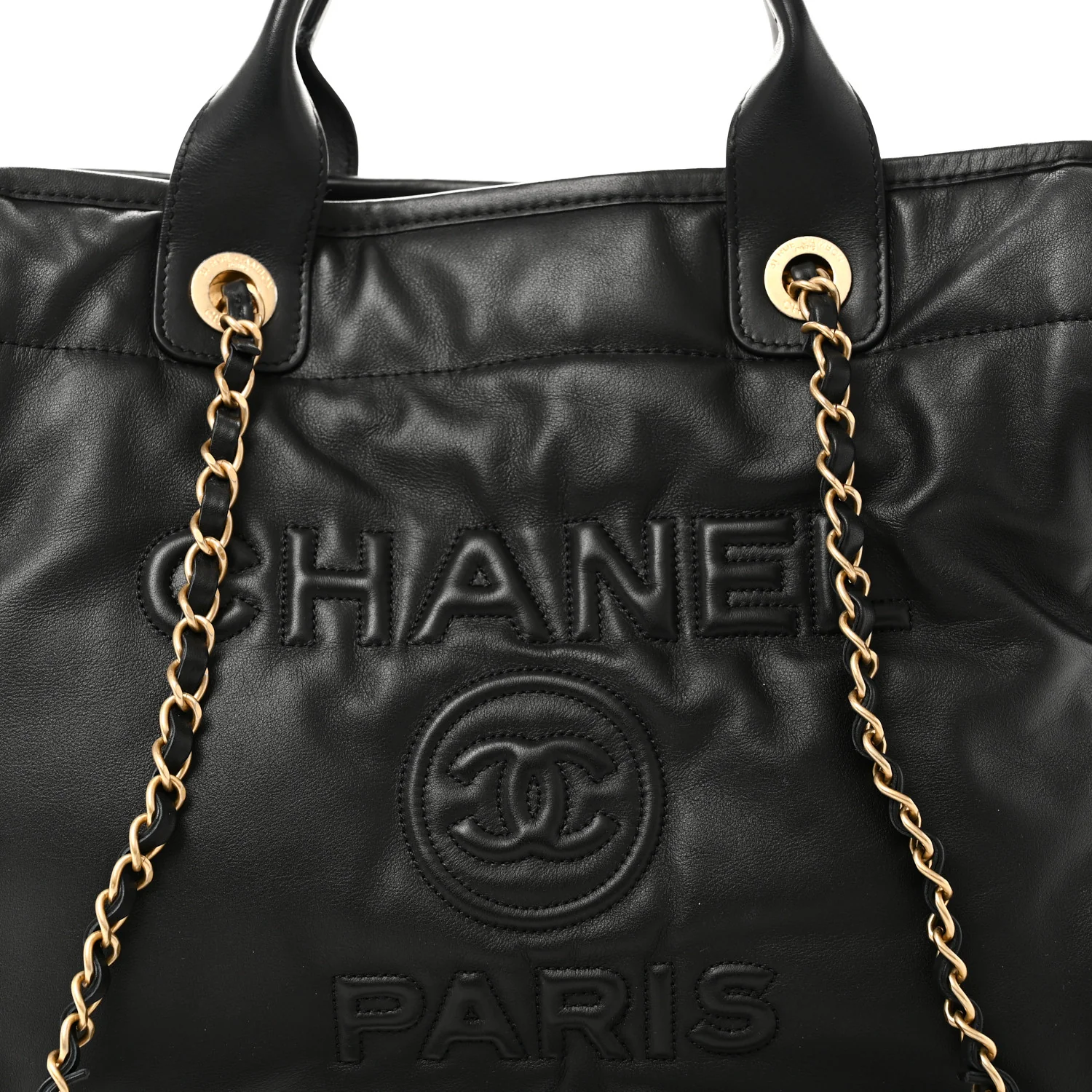 Calfskin Small Deauville Tote Black - Image 9
