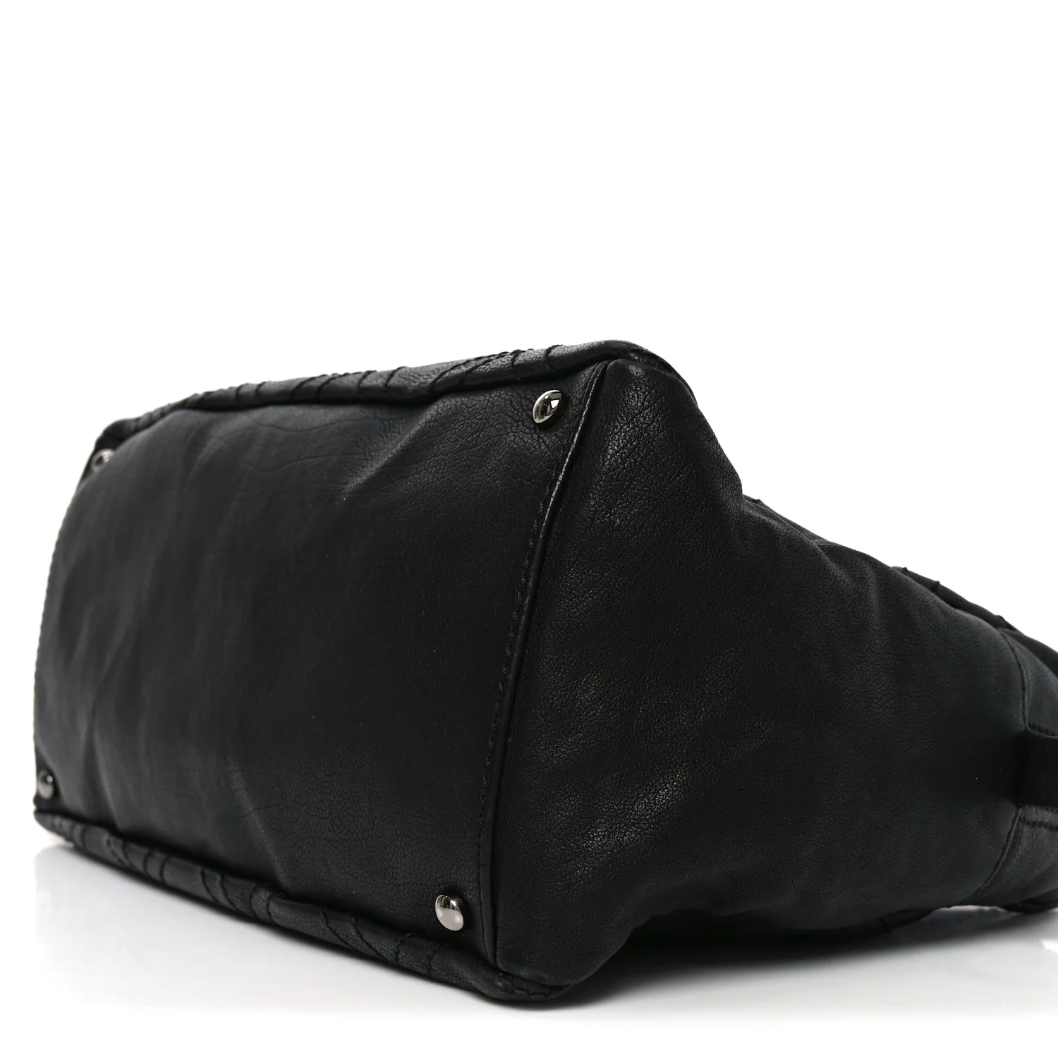 Calfskin Small Diamond Stitch Tote Black - Image 10