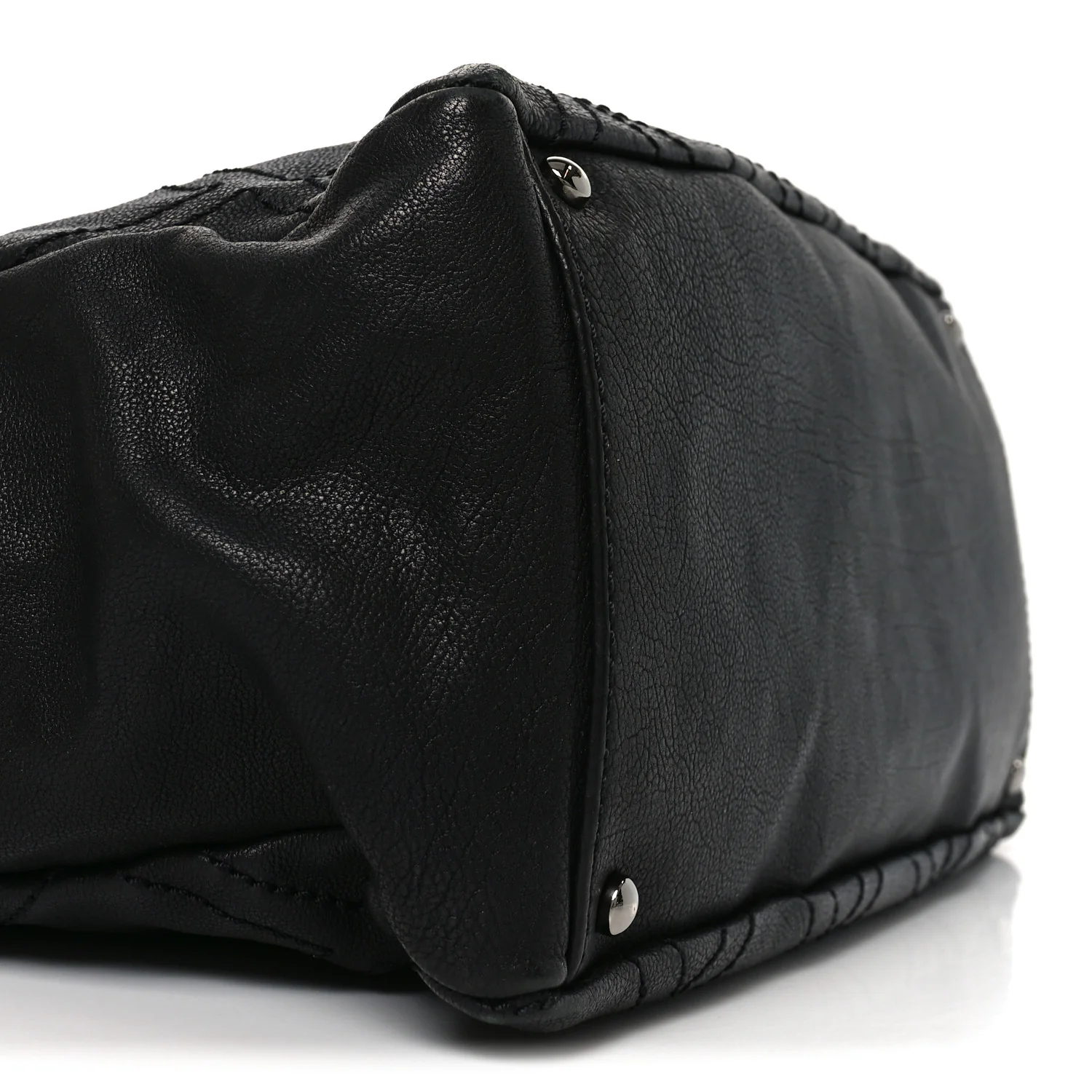 Calfskin Small Diamond Stitch Tote Black - Image 9