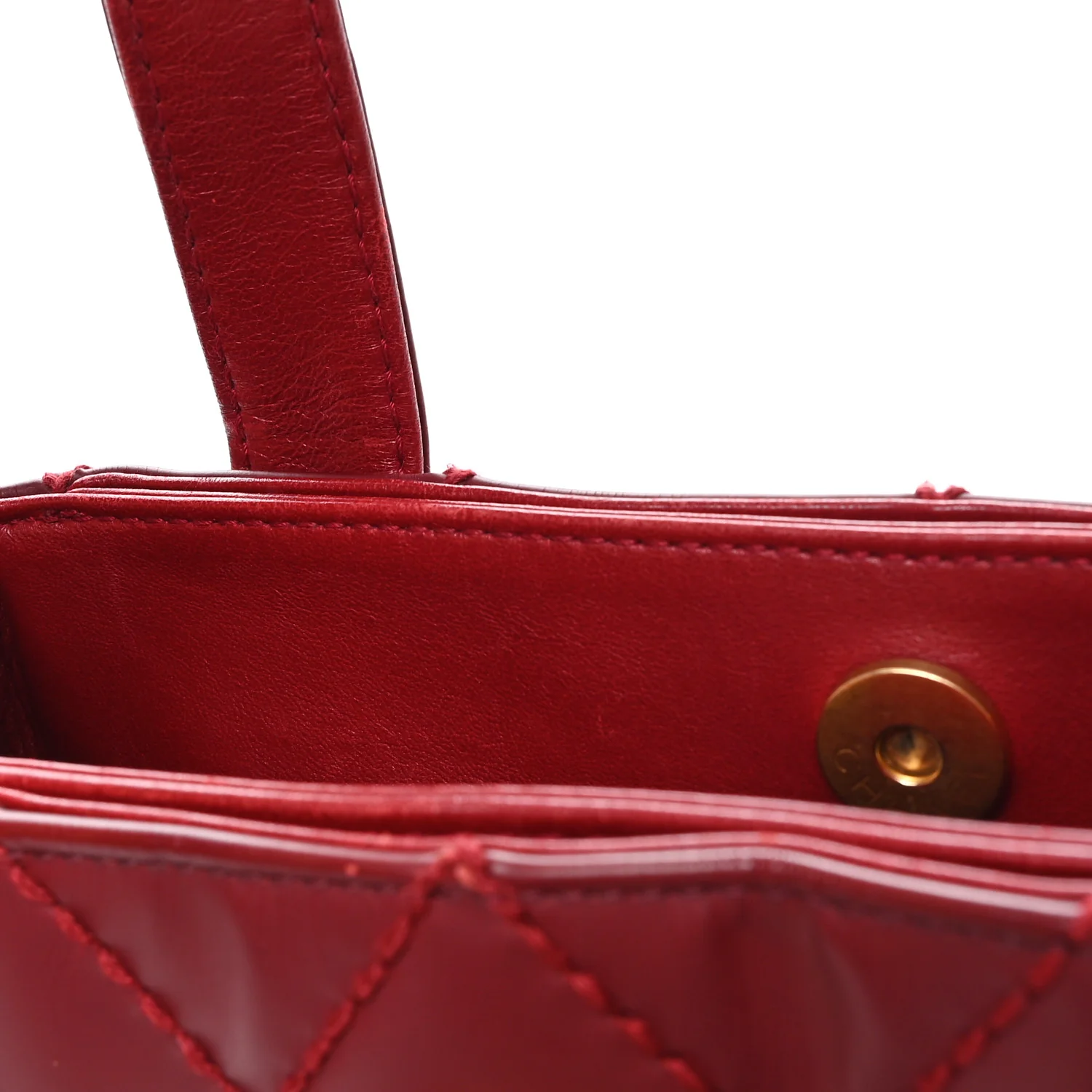 Calfskin Stitch Small Surpique Tote Red - Image 11
