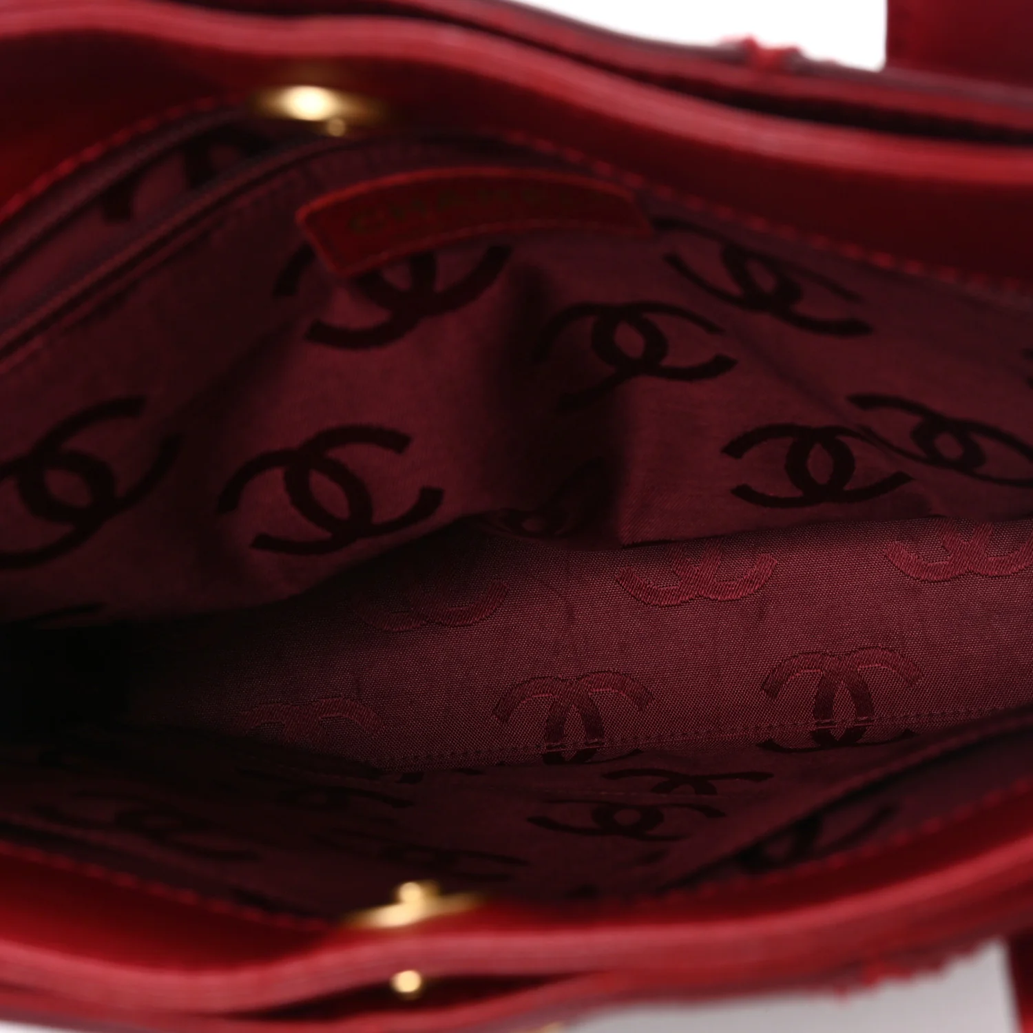 Calfskin Stitch Small Surpique Tote Red - Image 5