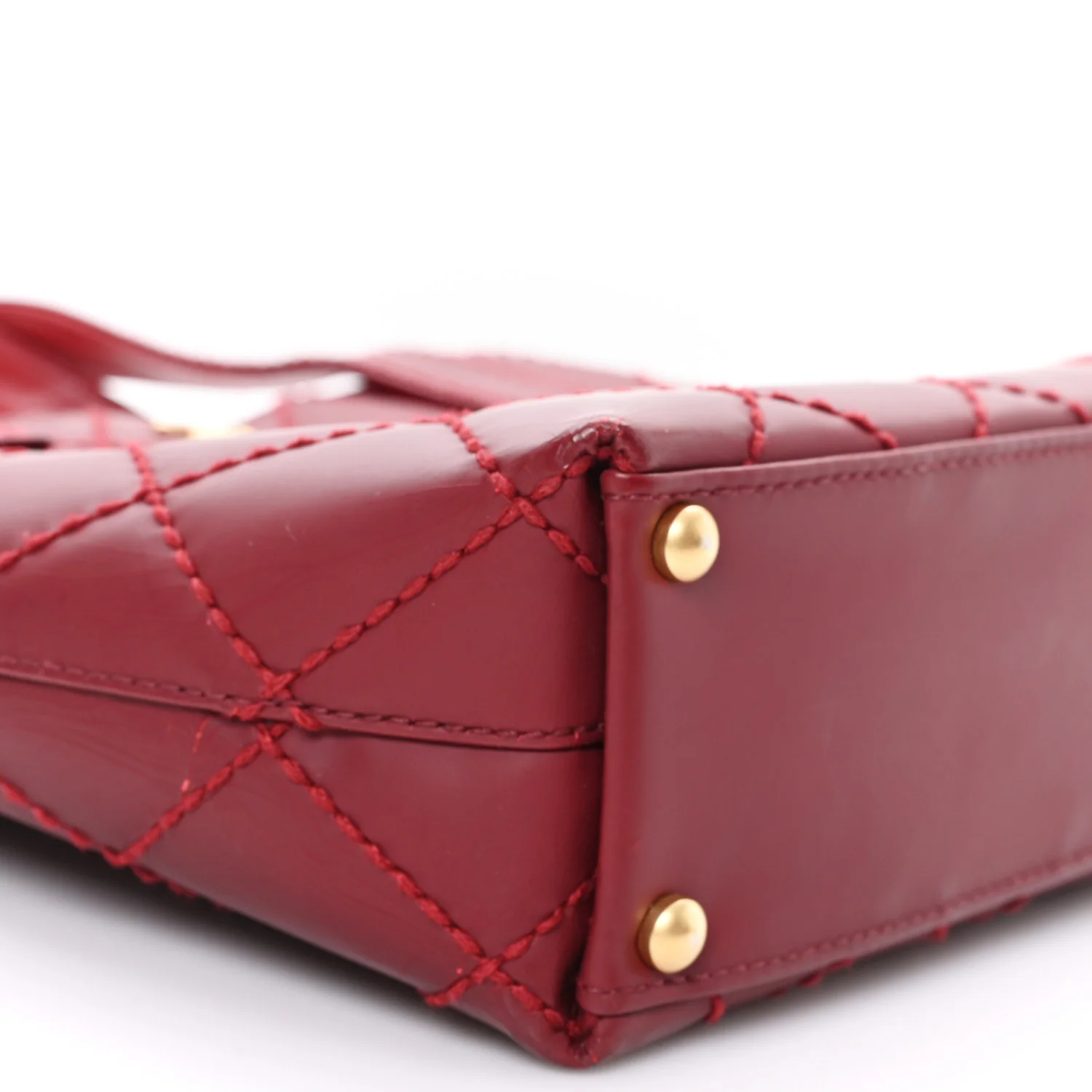 Calfskin Stitch Small Surpique Tote Red - Image 9