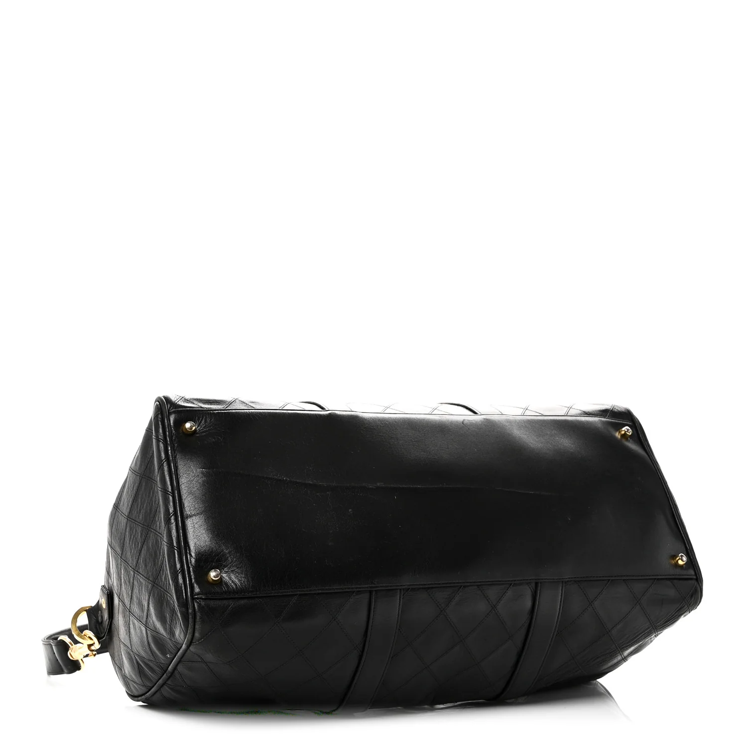 Calfskin Stitched Duffle Travel Bag Black - Image 3