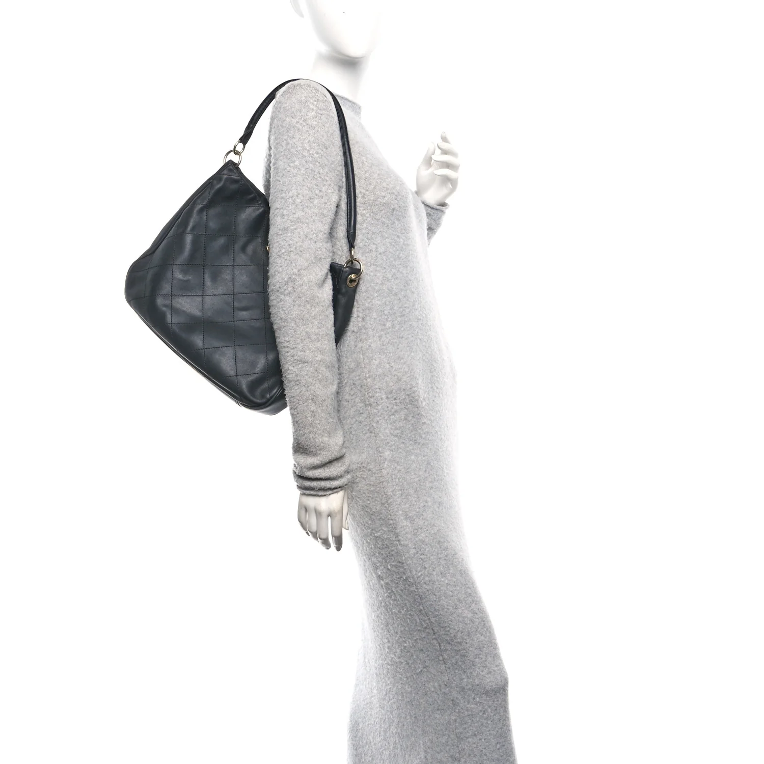 Calfskin Stitched Hobo Black - Image 2