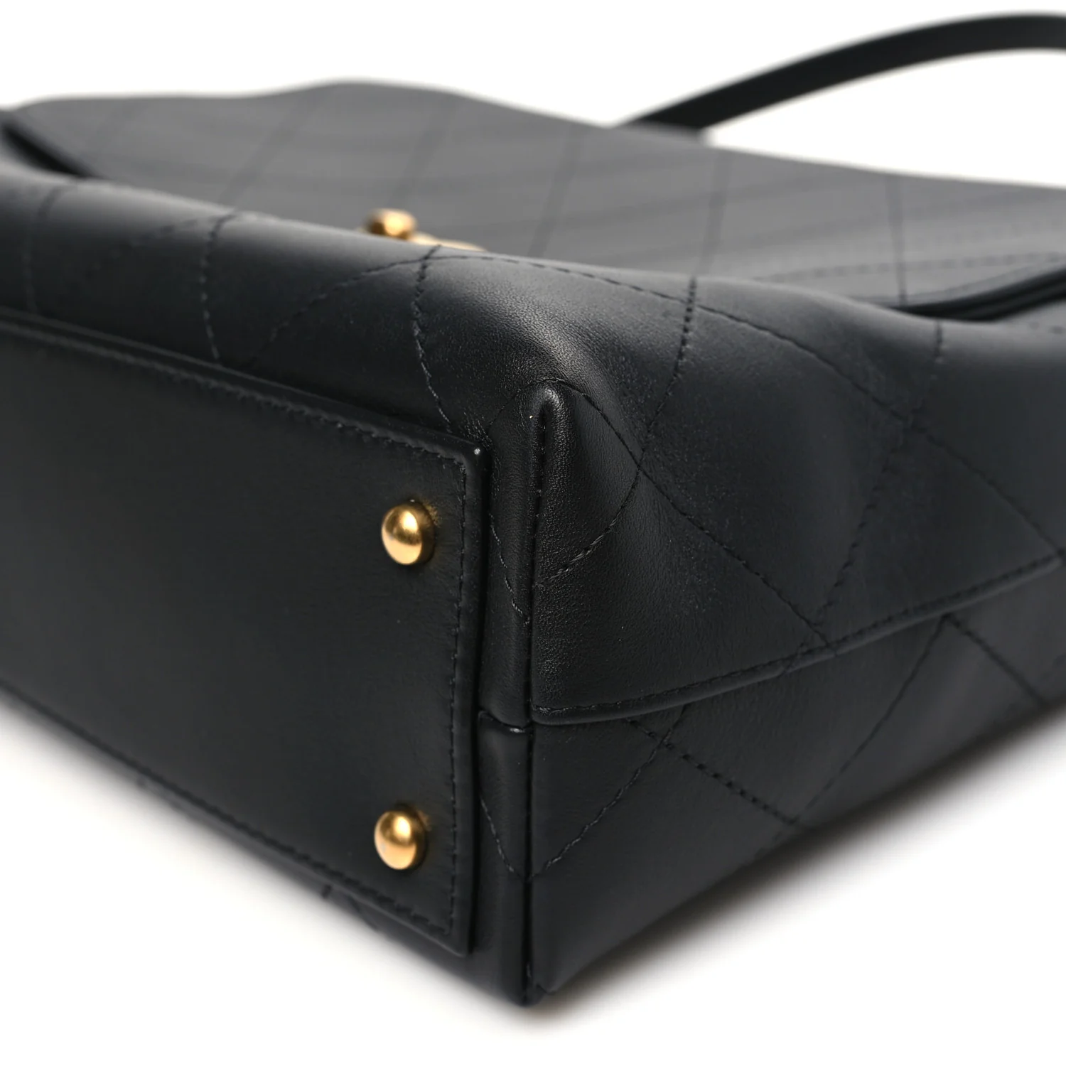 Calfskin Stitched Maxi Flap Top Handle Black - Image 10