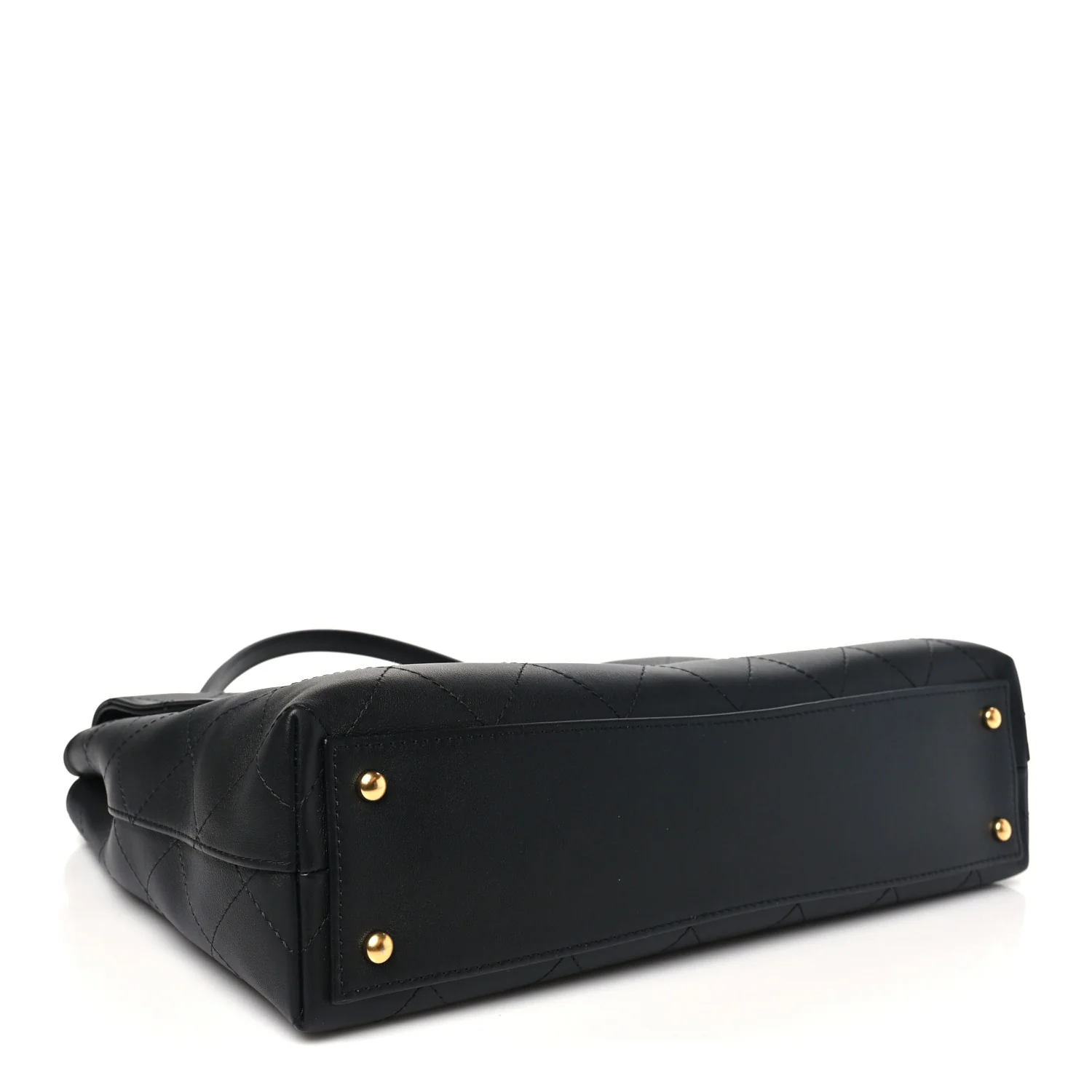 Calfskin Stitched Maxi Flap Top Handle Black - Image 4