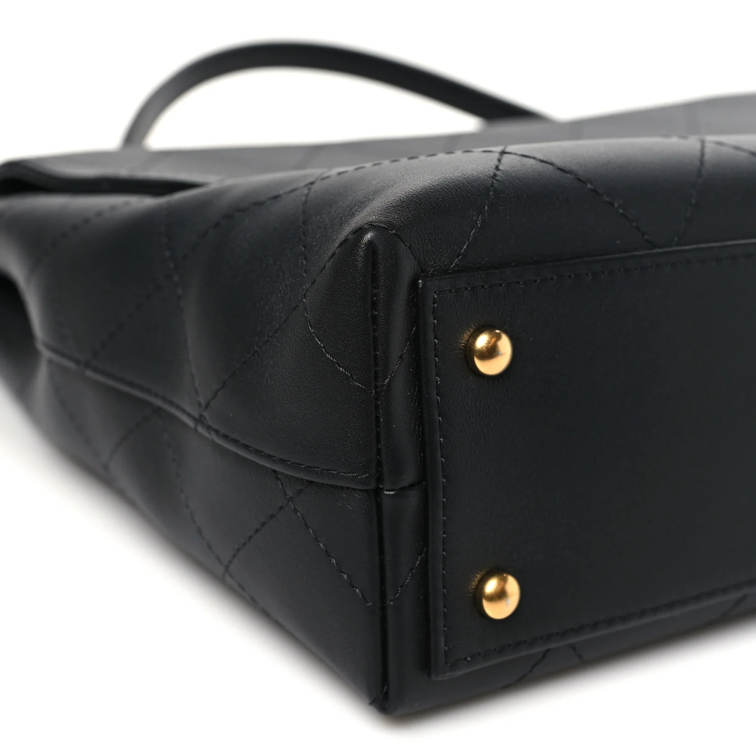 Calfskin Stitched Maxi Flap Top Handle Black - Image 9