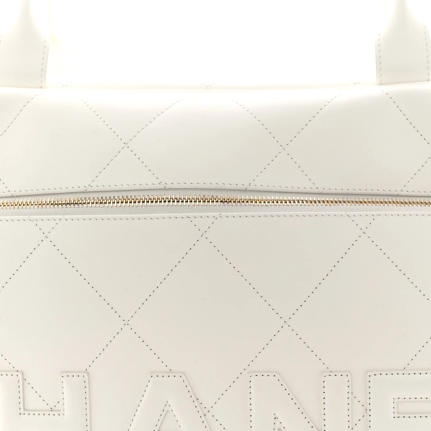 Calfskin Stitched Maxi Logo Bowling Bag White - Image 8