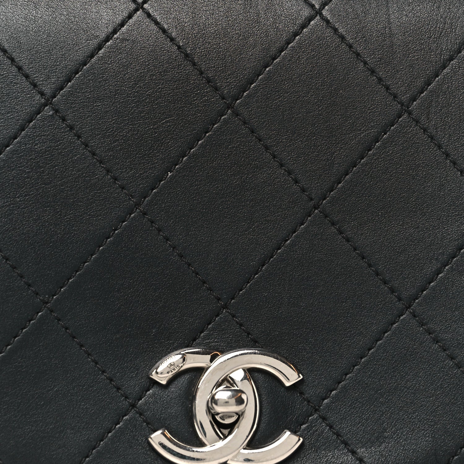 Calfskin Stitched Small Ring My Bag Flap Crossbody Bag Black - Image 8