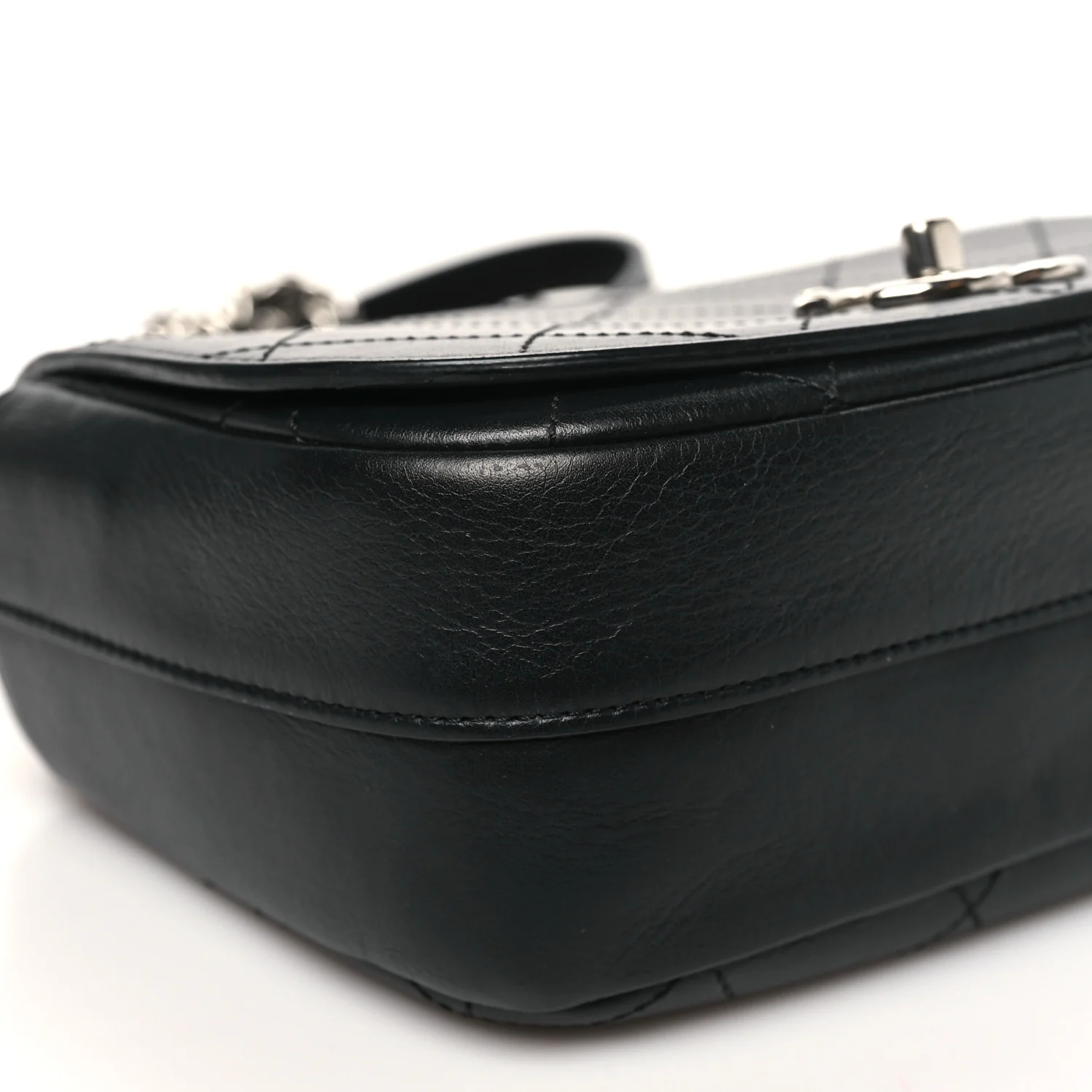 Calfskin Stitched Small Ring My Bag Flap Crossbody Bag Black - Image 9