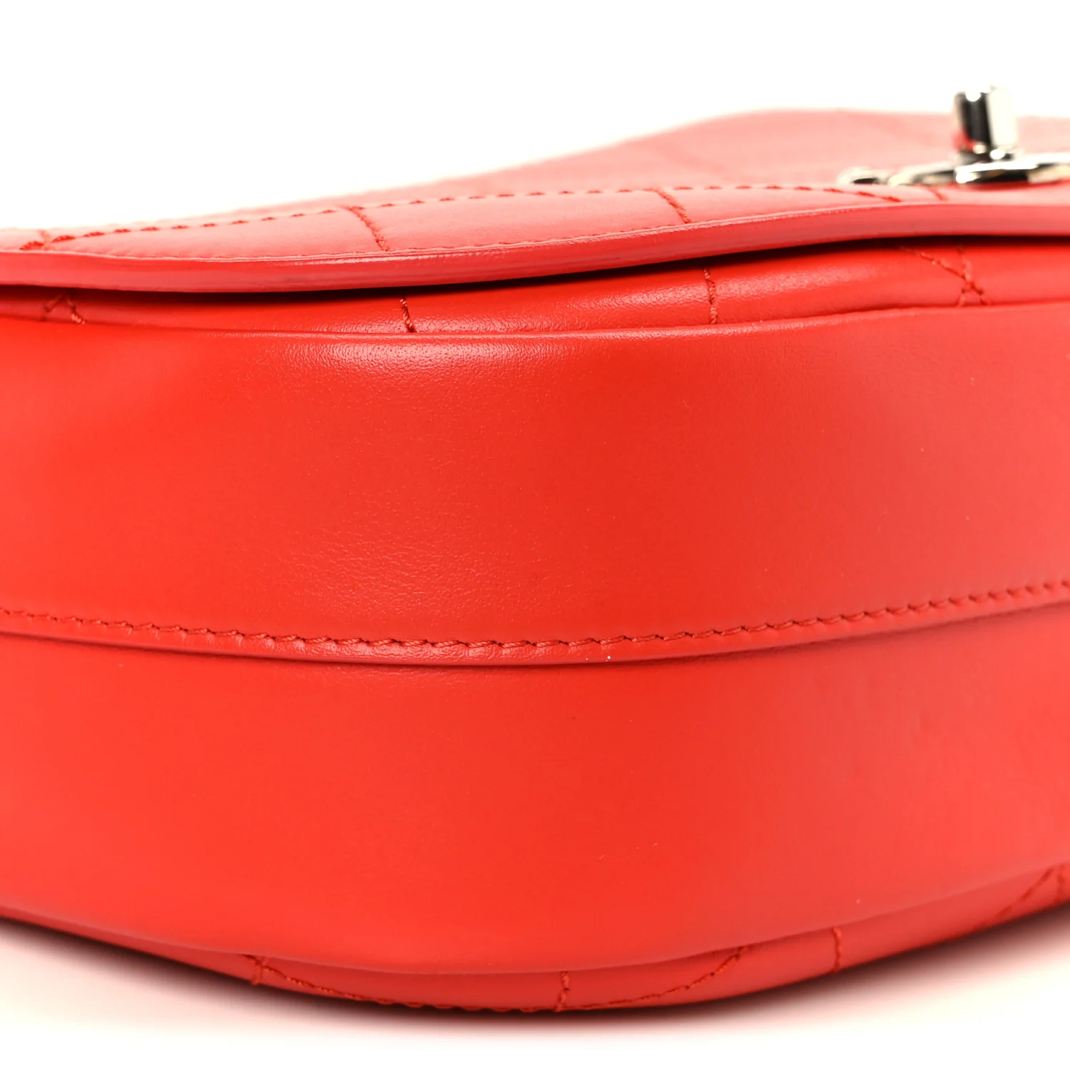Calfskin Stitched Small Ring My Bag Flap Crossbody Red - Image 10