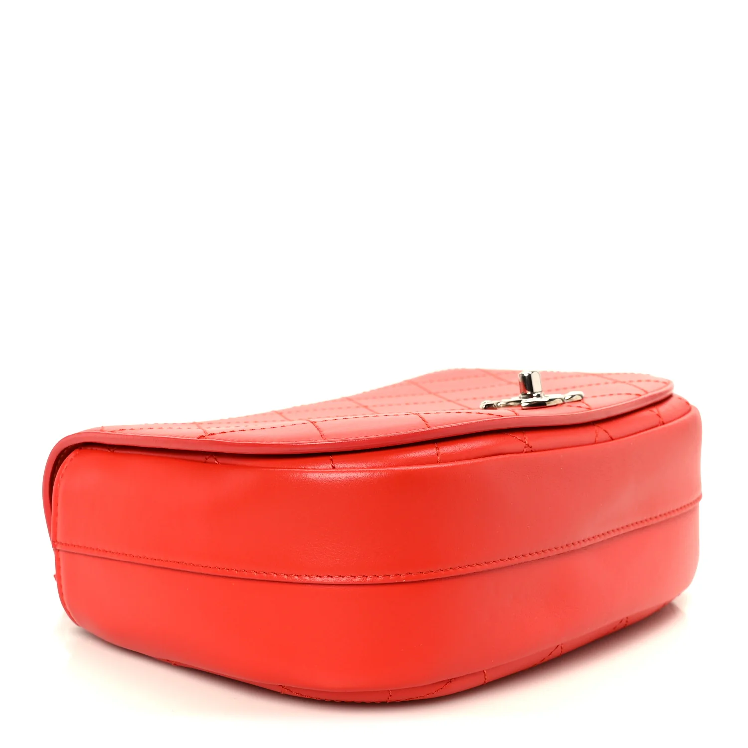 Calfskin Stitched Small Ring My Bag Flap Crossbody Red - Image 4