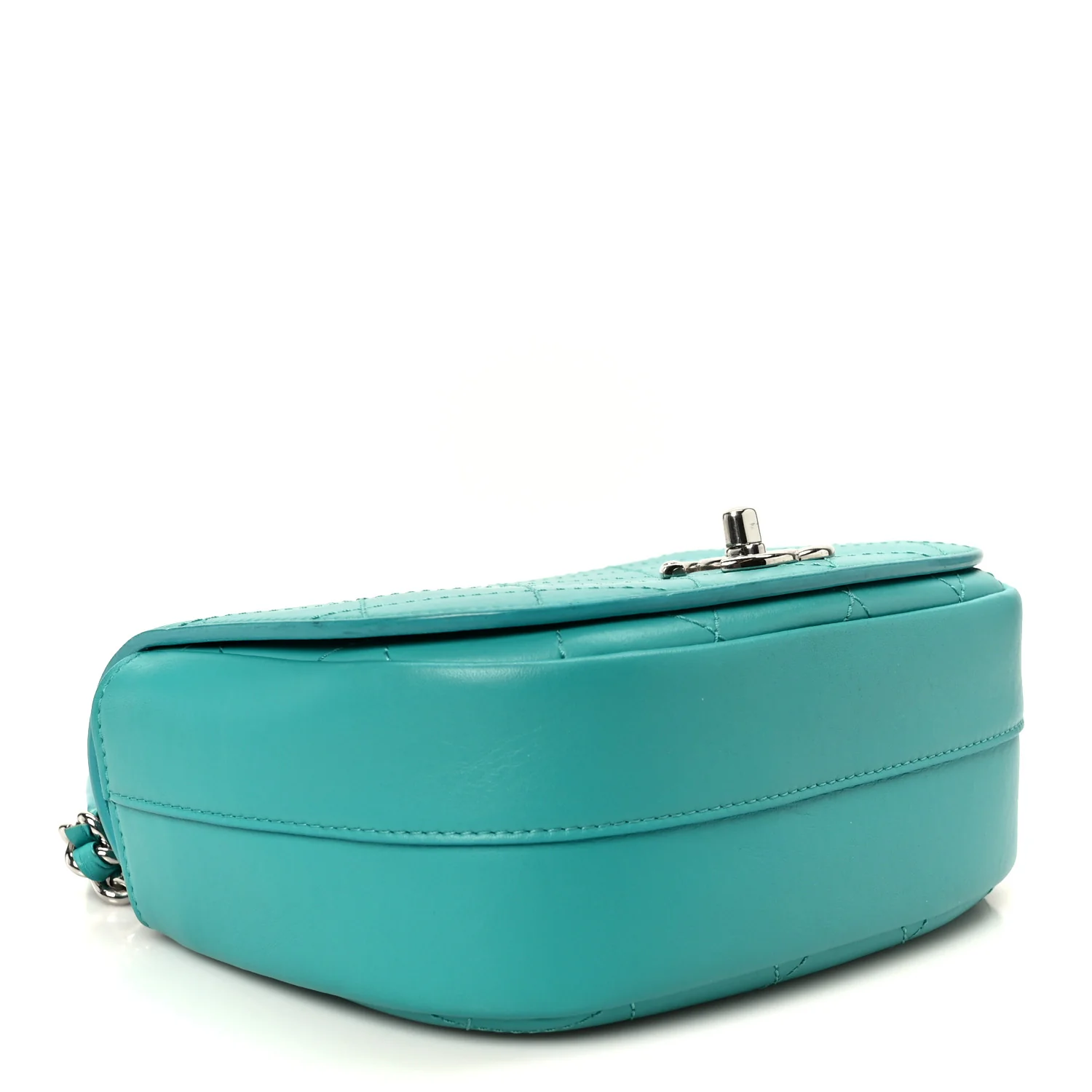 Calfskin Stitched Small Ring My Bag Flap Crossbody Turquoise - Image 4