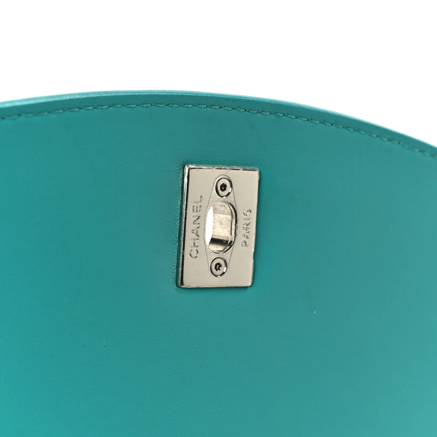 Calfskin Stitched Small Ring My Bag Flap Crossbody Turquoise - Image 7