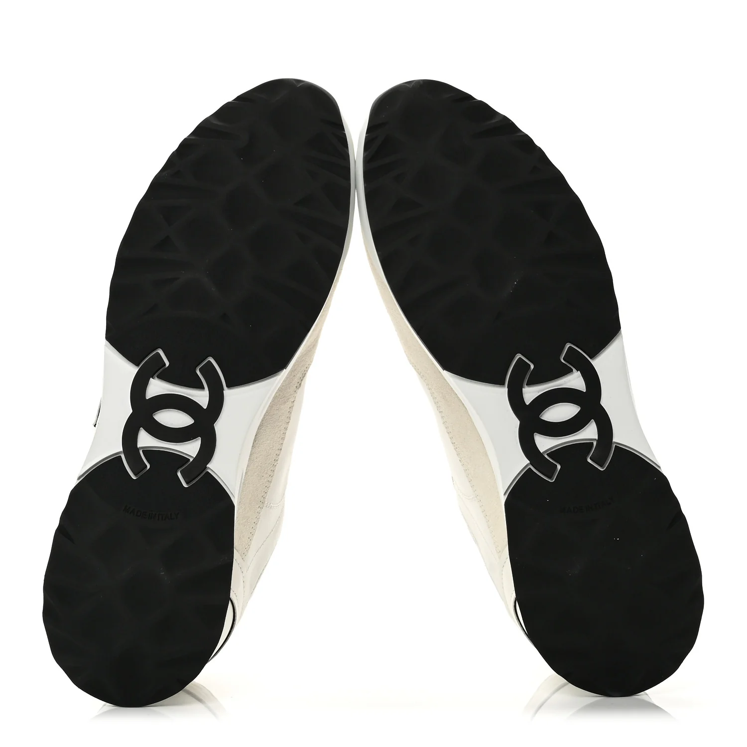 Calfskin Suede CC Mens Sneakers 43 White Beige Black - Image 7