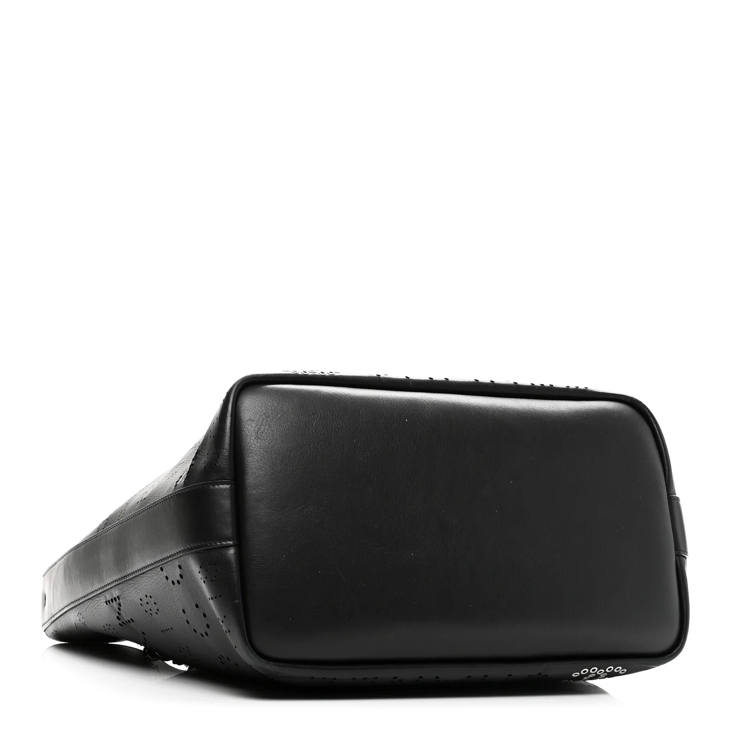 Calfskin Tweed Small Logo Eyelets Shopping Tote Black - Image 5