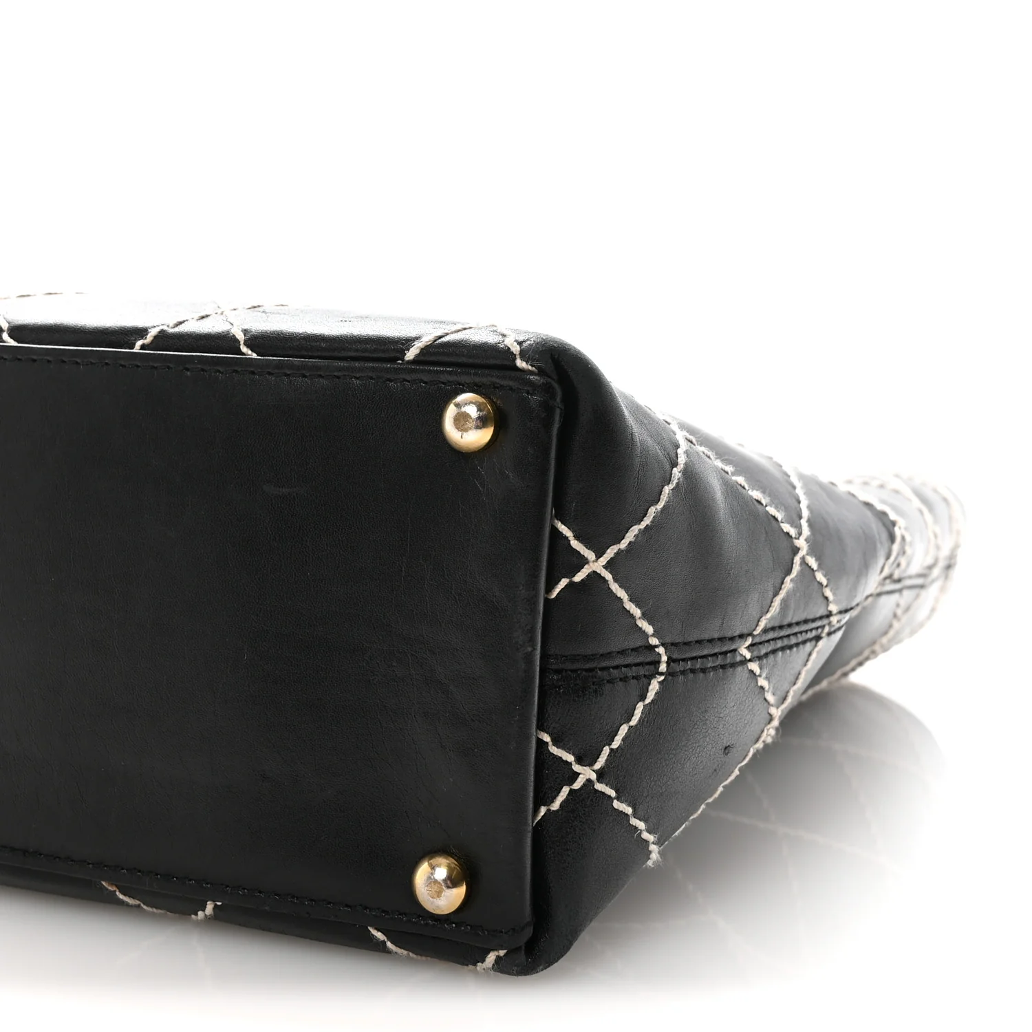 Calfskin Wild Stitch Large Tote Black - Image 9