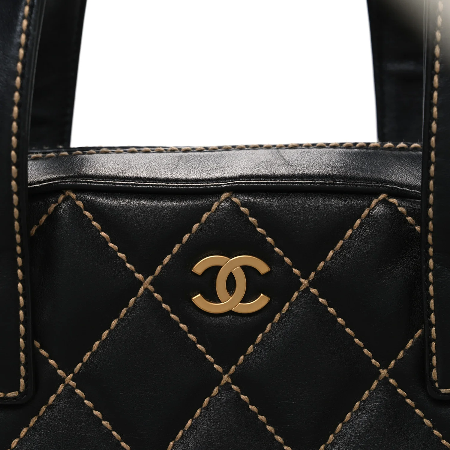 Calfskin Wild Stitch Top Handle Bag Black - Image 8