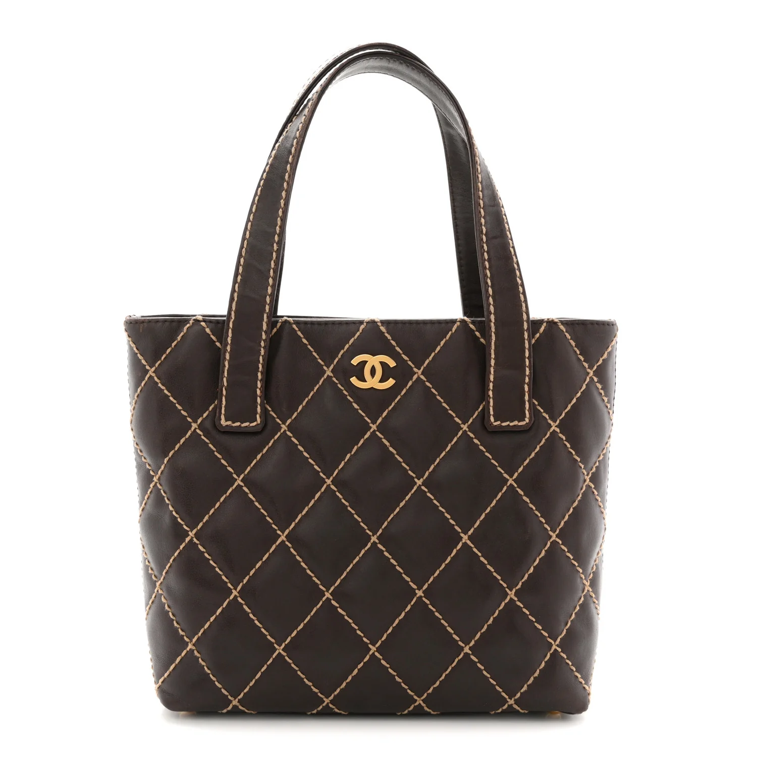 Calfskin Wild Stitch Tote Brown