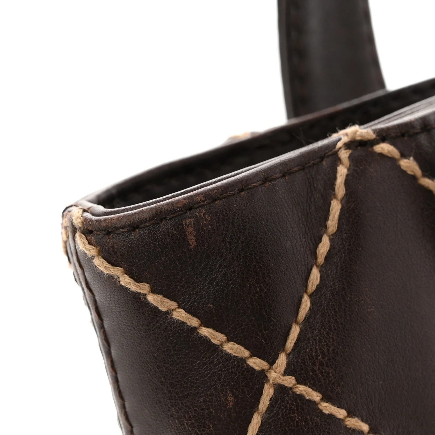 Calfskin Wild Stitch Tote Brown - Image 11