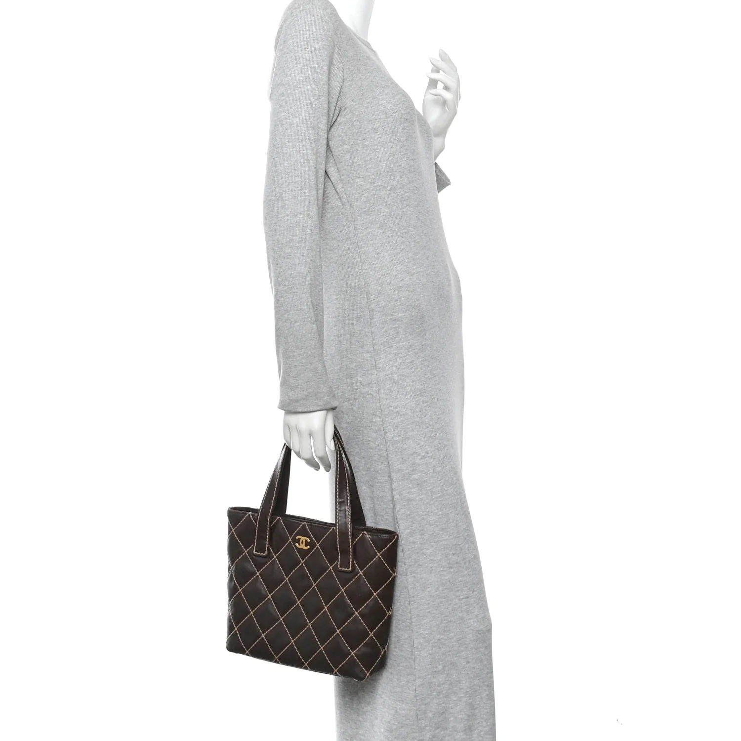 Calfskin Wild Stitch Tote Brown - Image 2