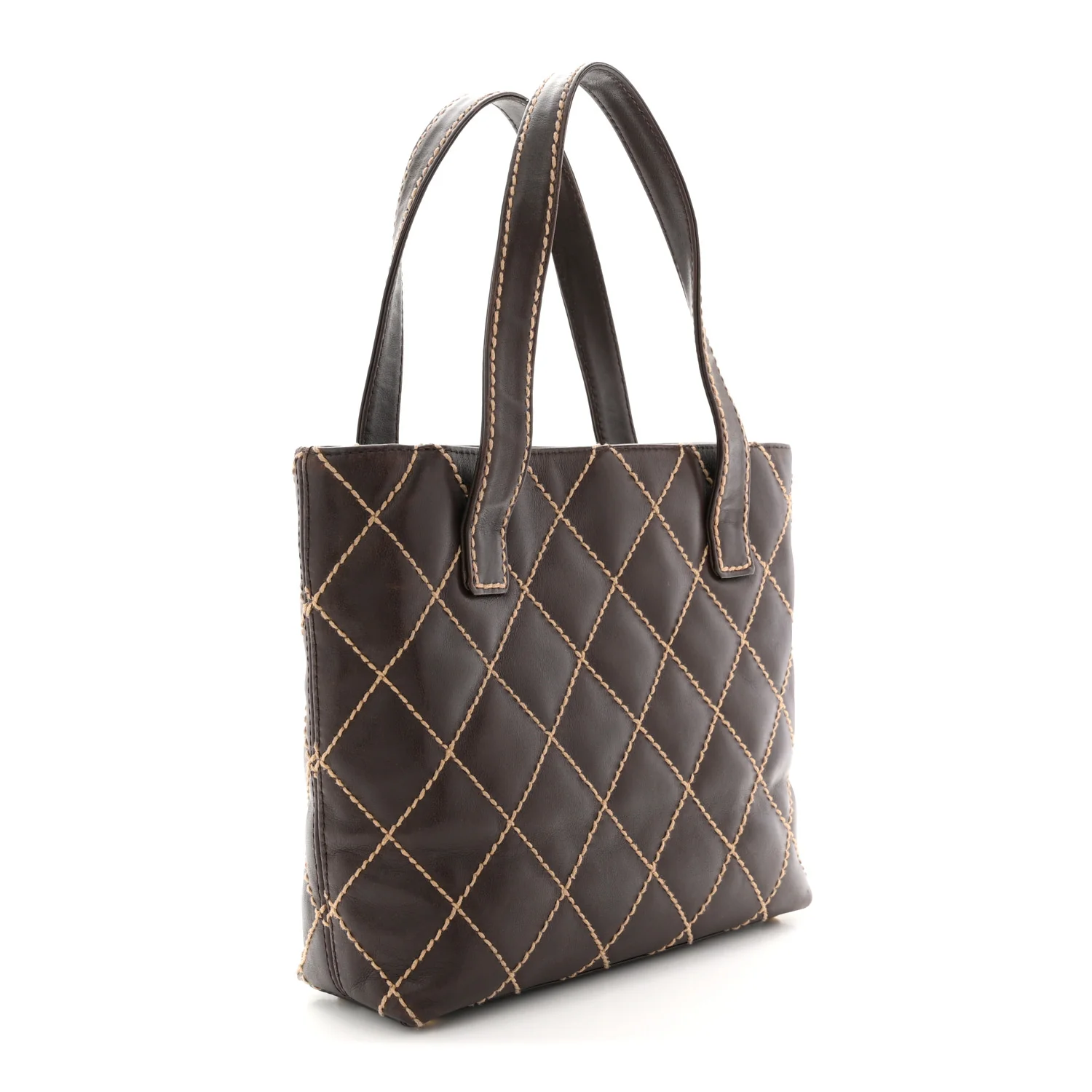 Calfskin Wild Stitch Tote Brown - Image 3