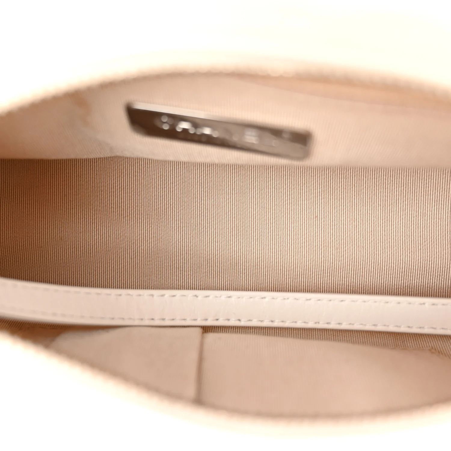 Calfskin Wool Felt Embossed Small Gabrielle Logo Hobo White - Image 5