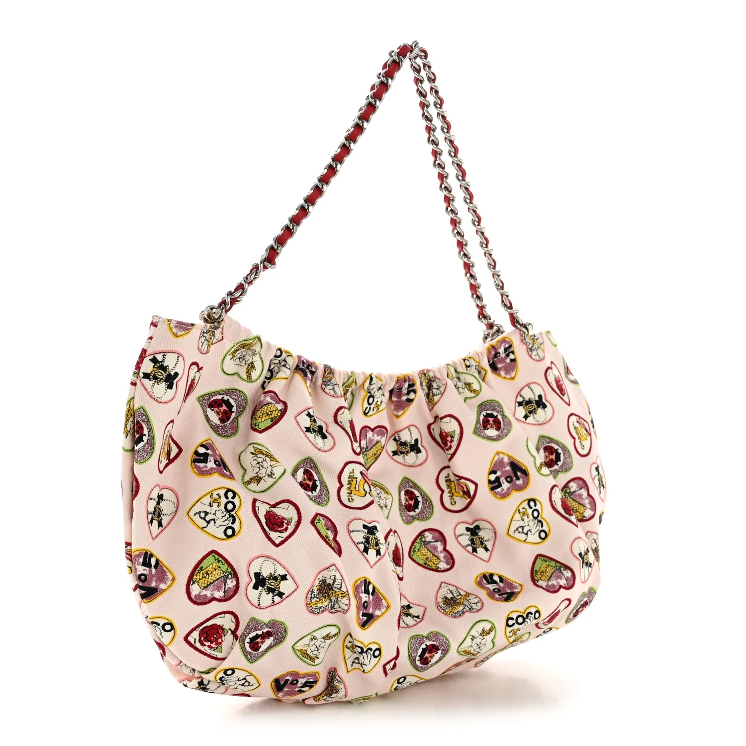 Canvas Coco Hearts Shoulder Bag Pink - Image 3