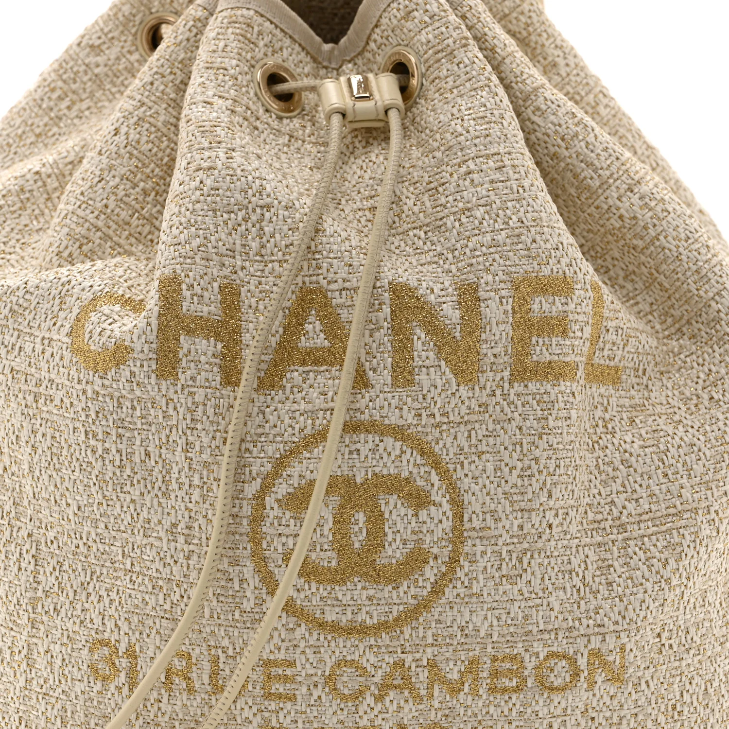 Canvas Large Deauville Backpack Light Beige - Image 8