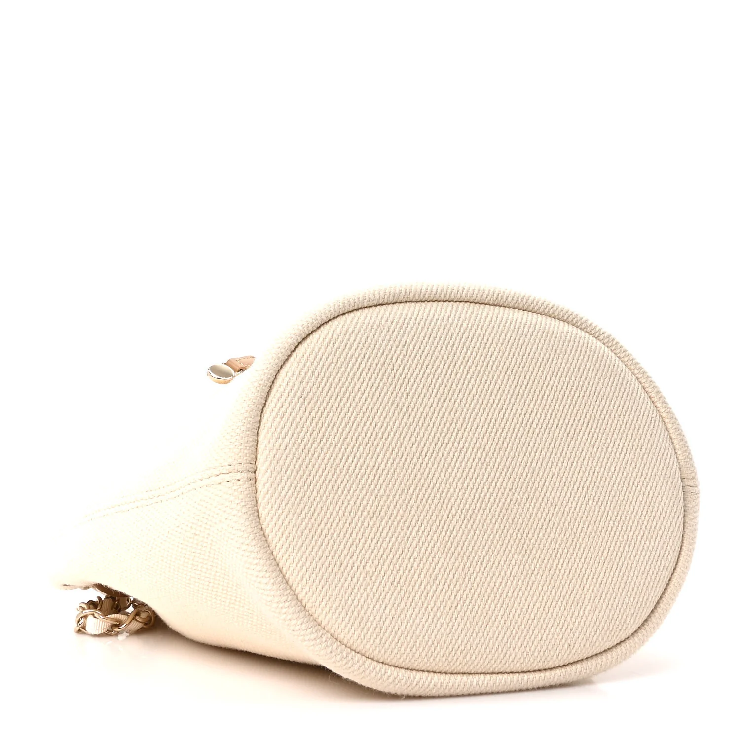 Canvas Pearl Deauville Drawstring Bucket Bag Ecru Beige - Image 4