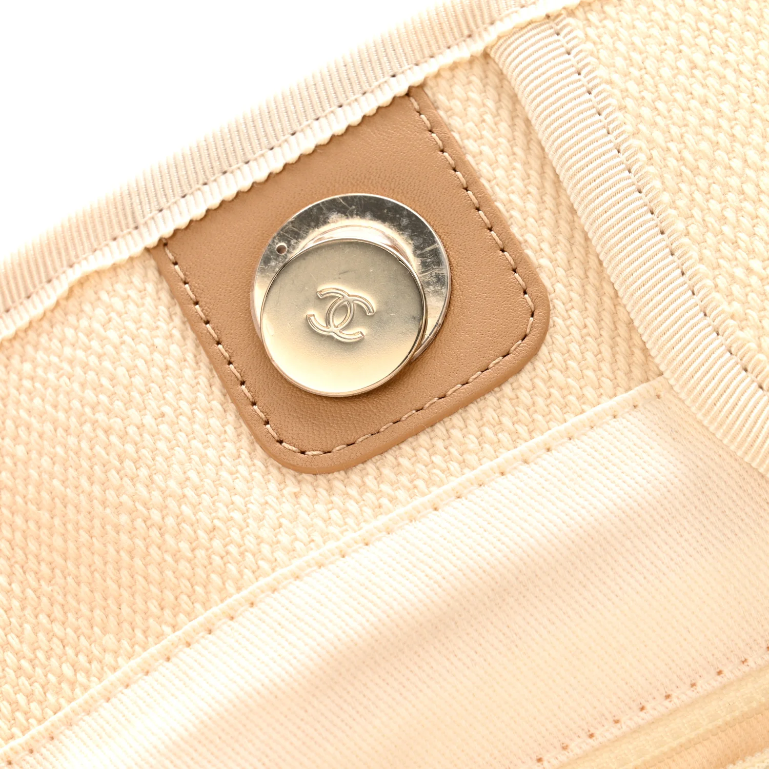 Canvas Pearl Medium Deauville Tote Ecru Beige - Image 12