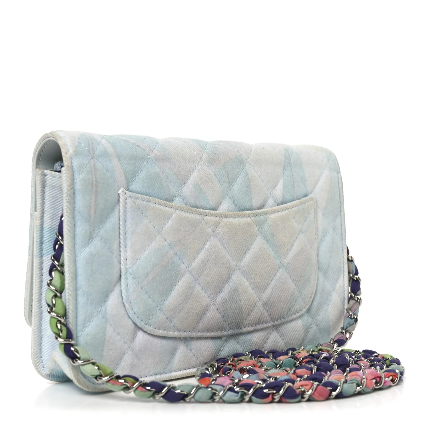 Canvas Quilted Jungle Jeans Wallet on Chain WOC Multicolor - Image 3