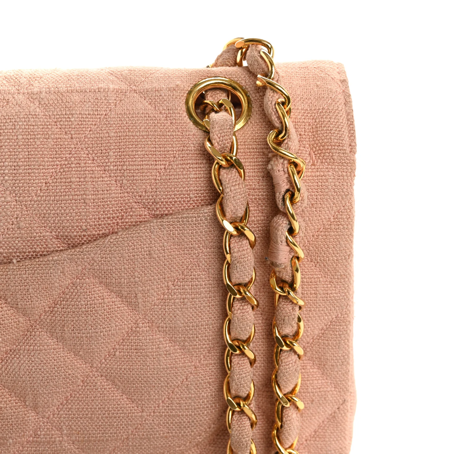 Canvas Quilted Small Double Flap Light Pink - Image 15
