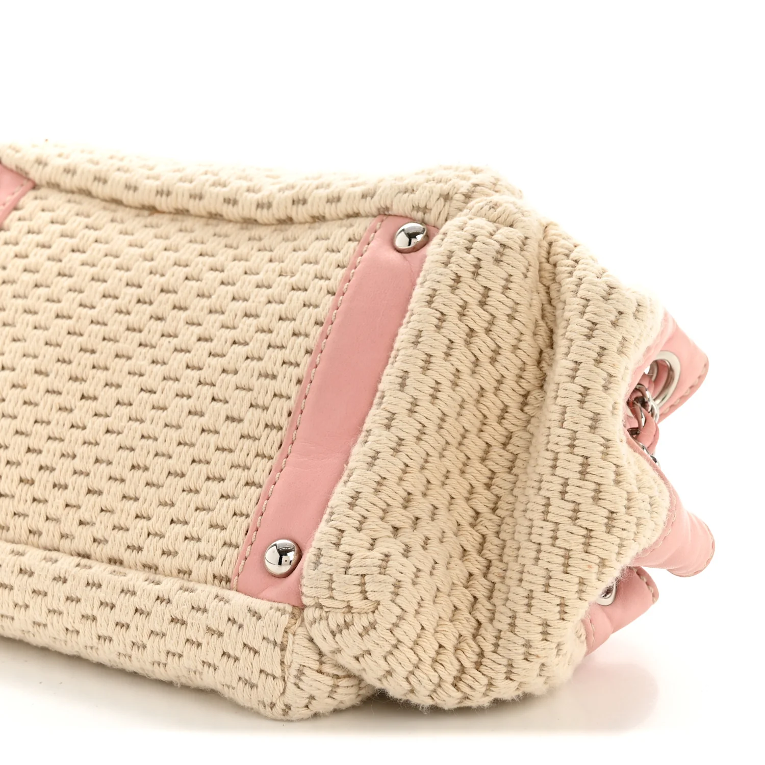 Canvas Woven Lambskin Lax Accordion Hobo Pink - Image 10