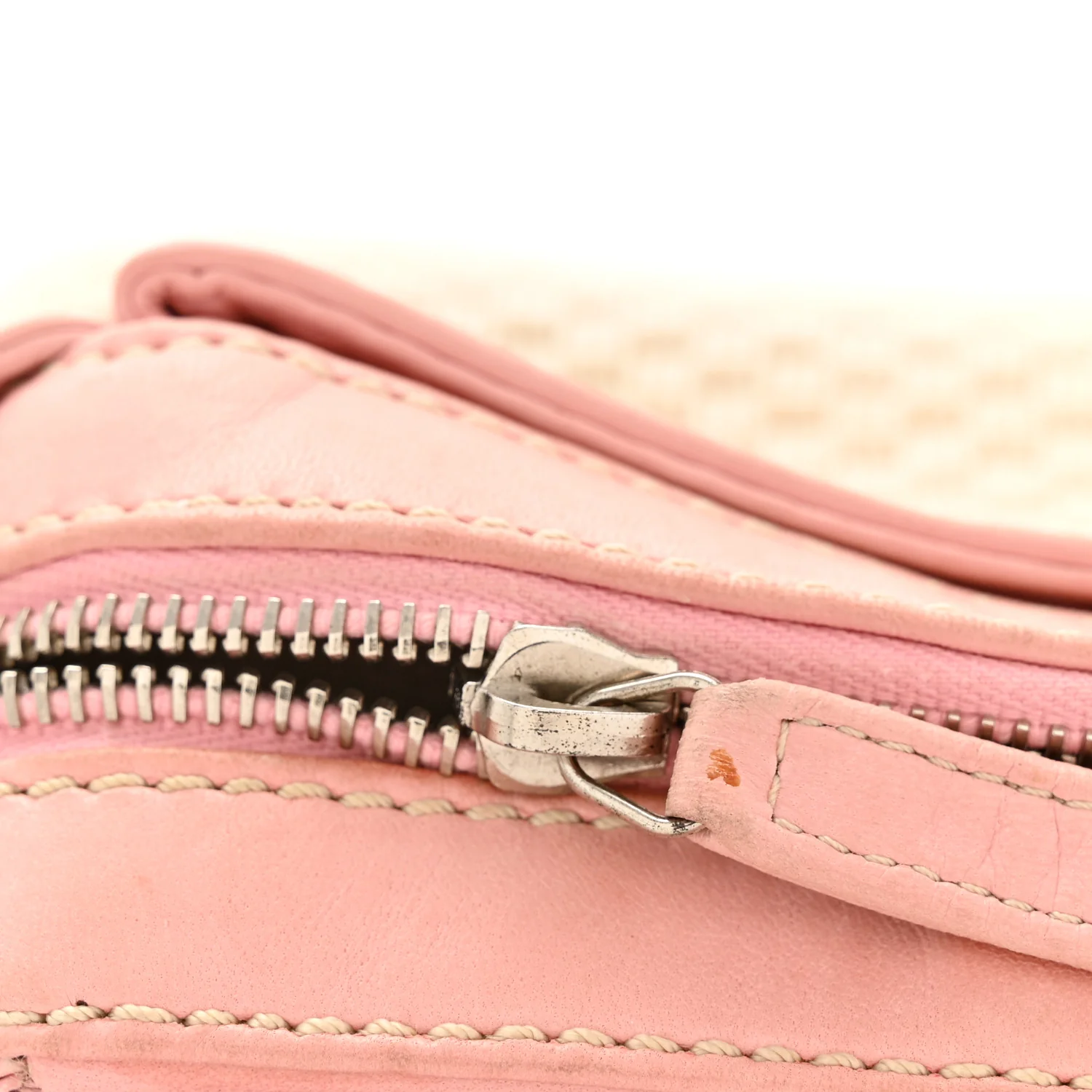 Canvas Woven Lambskin Lax Accordion Hobo Pink - Image 11