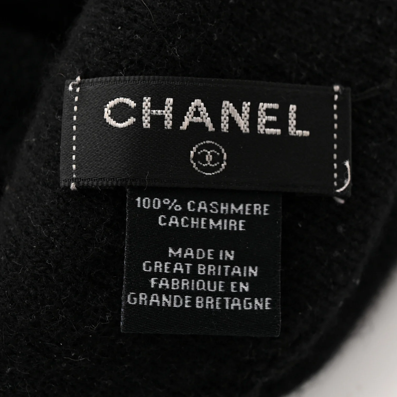Cashmere Logo Beanie Hat Black White - Image 5