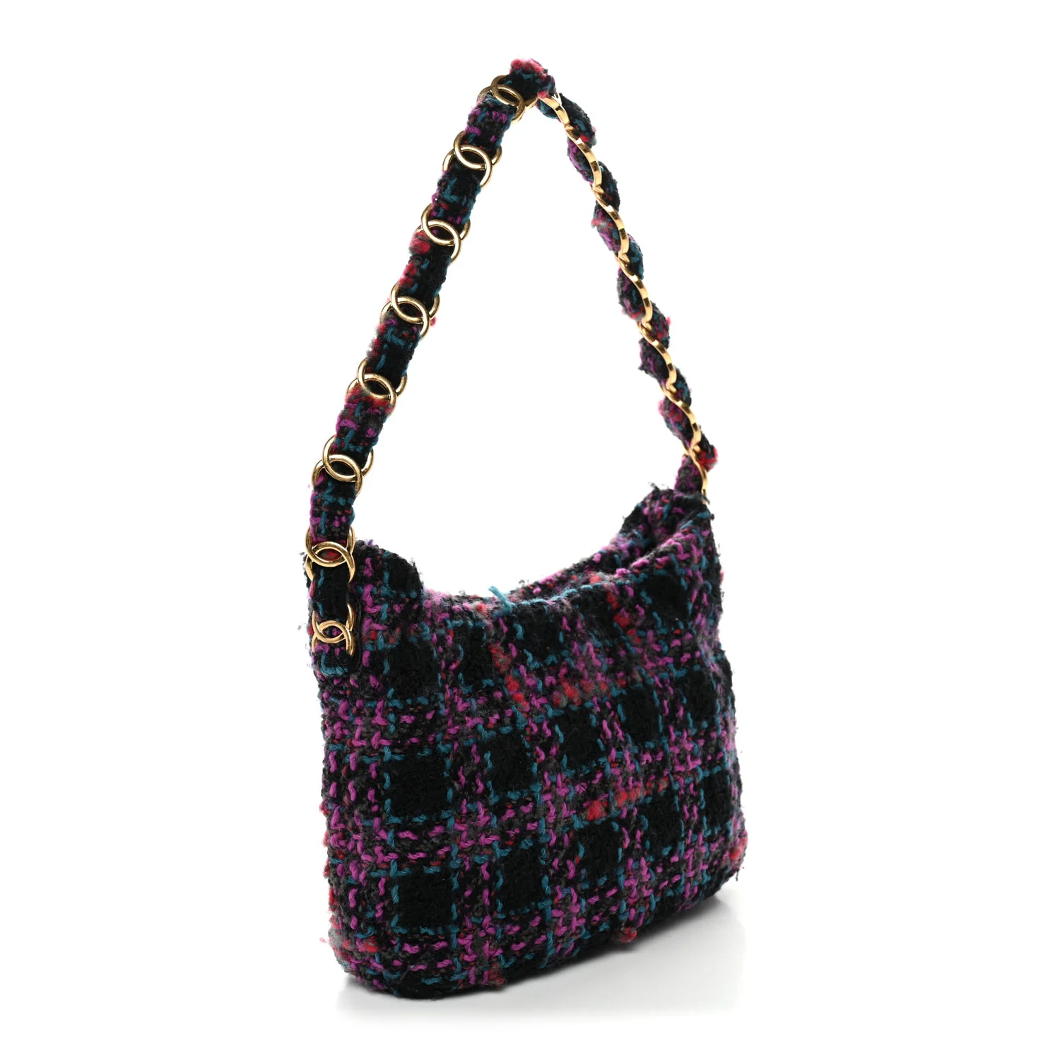 Cashmere Tweed Quilted CC Links Hobo Purple Multicolor - Image 3