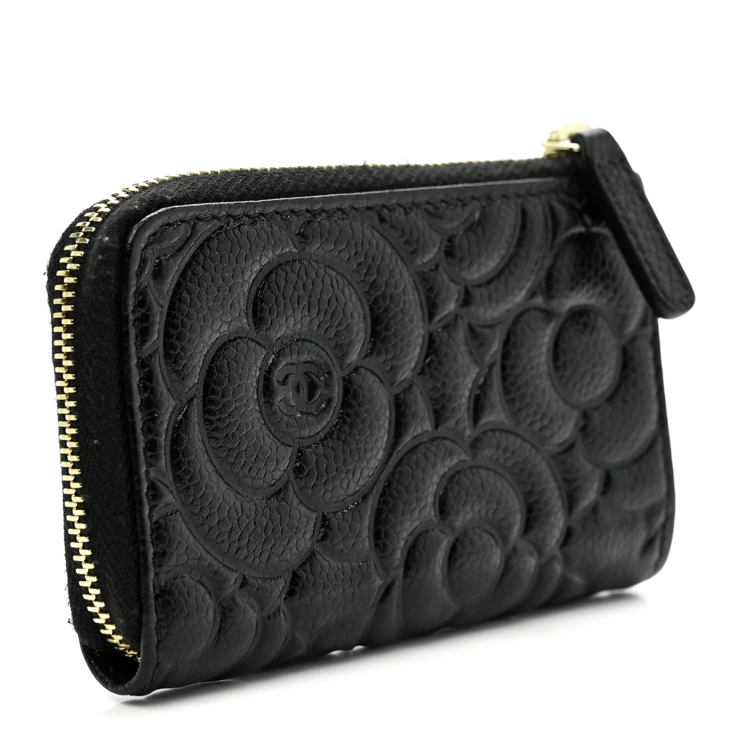 Caviar Camellia Embossed Key Holder Case Black - Image 3