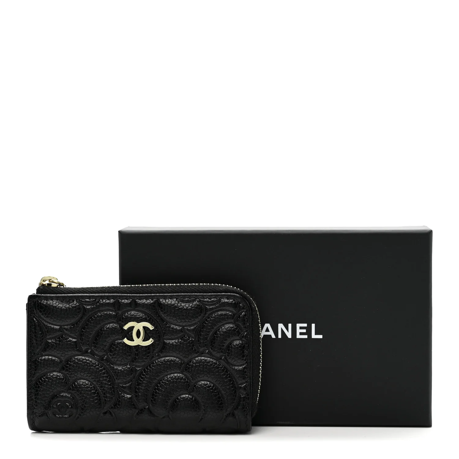 Caviar Camellia Embossed Key Holder Case Black - Image 8