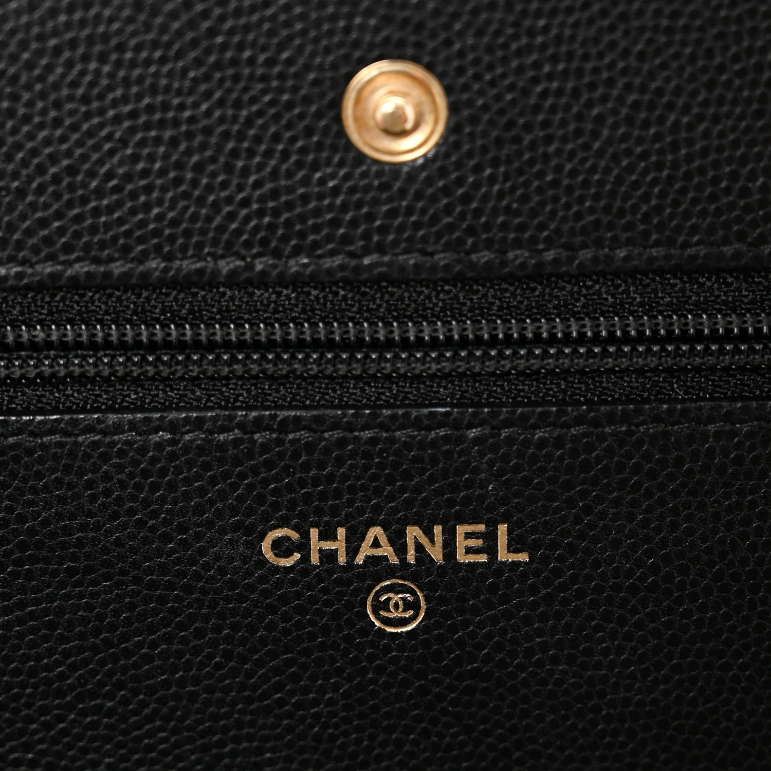 Caviar Camellia Embossed Wallet On Chain WOC Black - Image 5