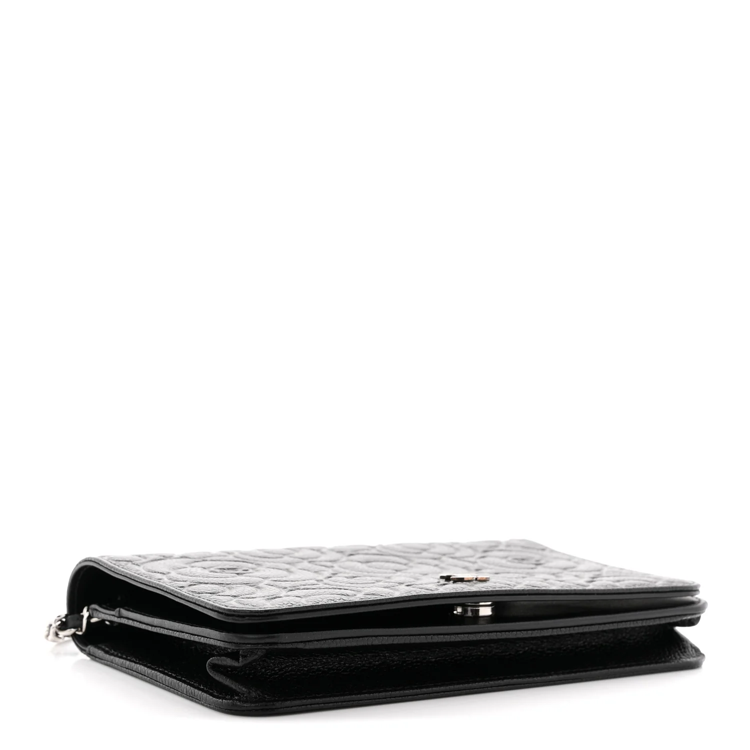 Caviar Camellia Embossed Wallet On Chain WOC Black - Image 4