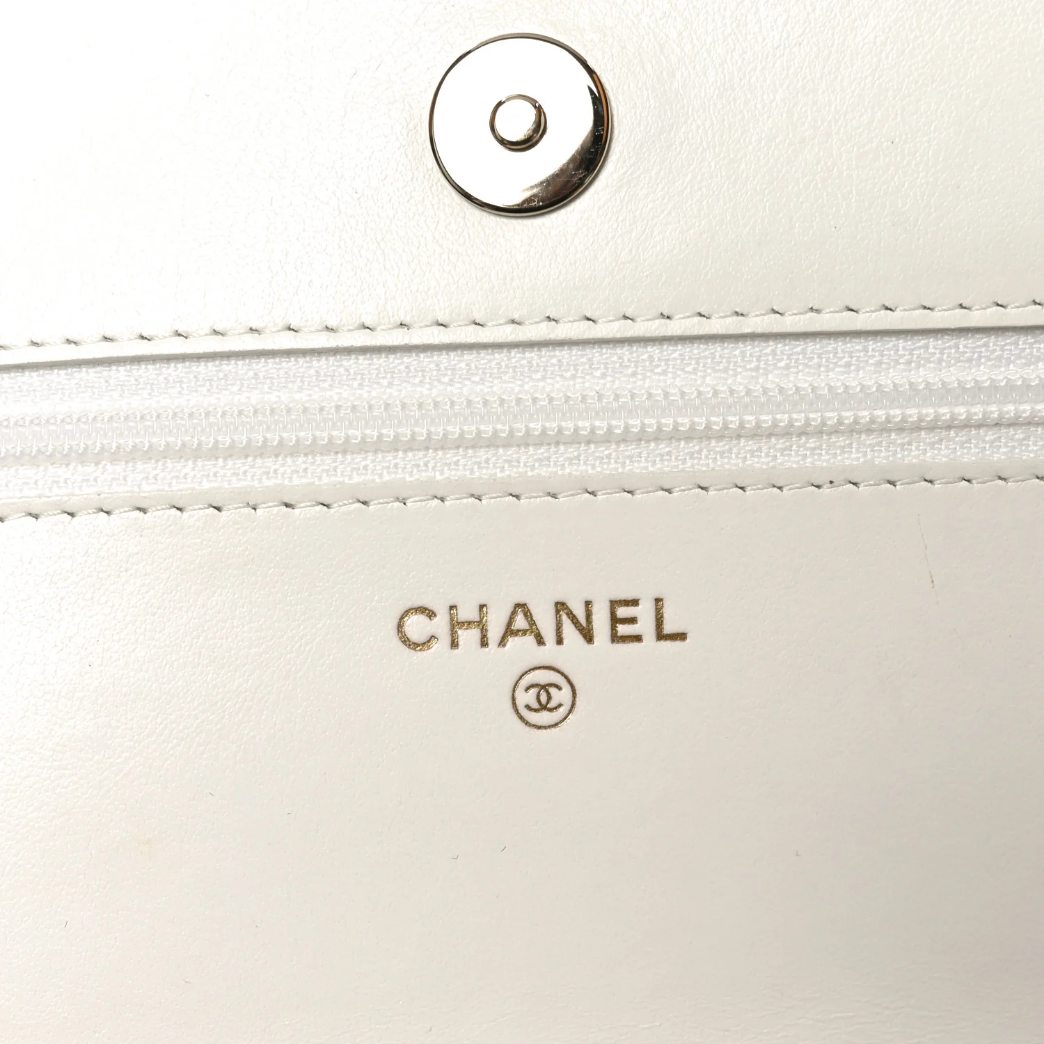 Caviar Camellia Embossed Wallet On Chain WOC White - Image 6