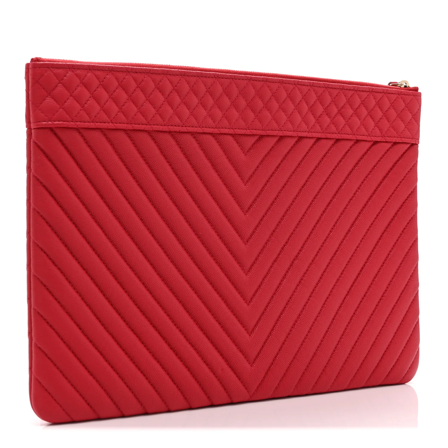 Caviar Chevron Quilted Large Cosmetic Case Red - Image 3