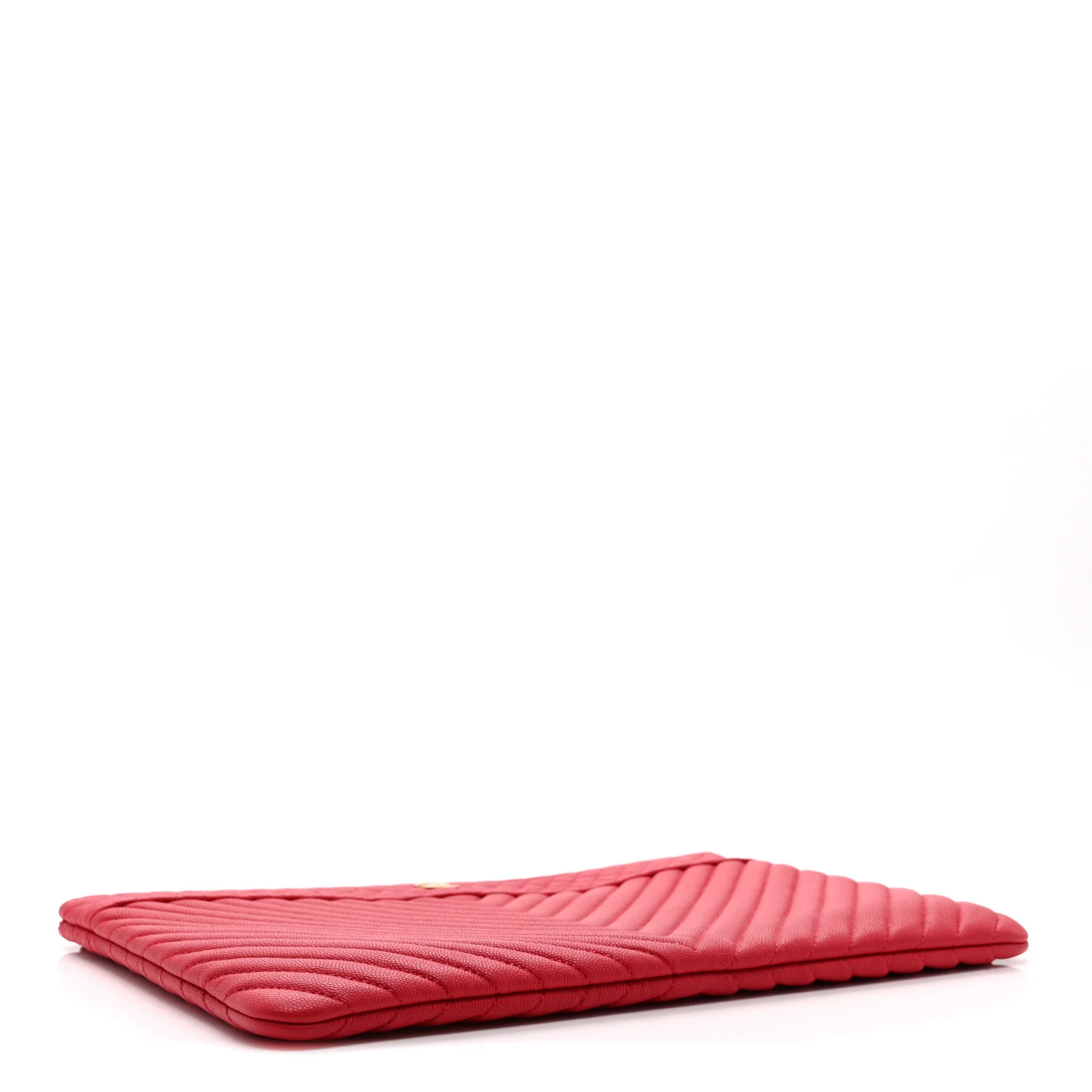 Caviar Chevron Quilted Large Cosmetic Case Red - Image 4